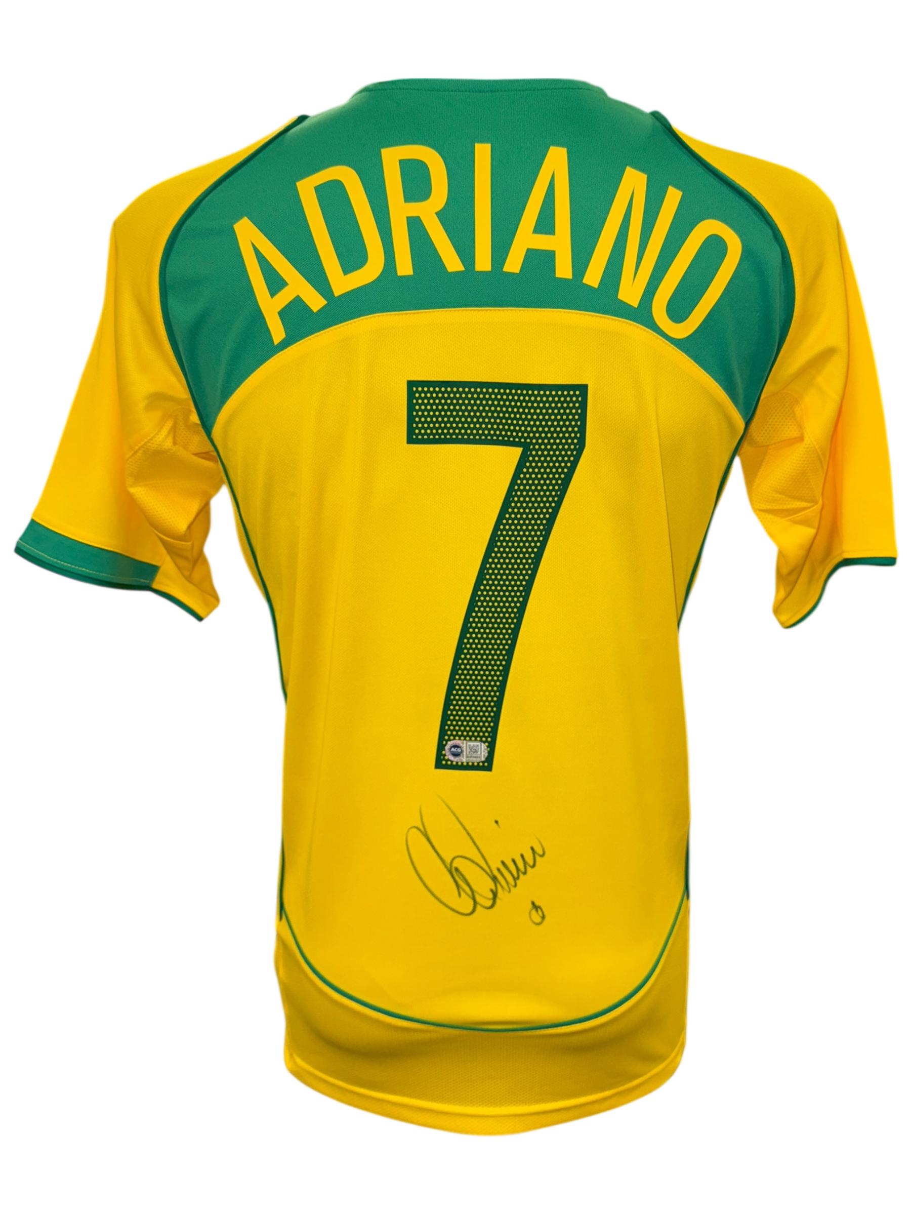 ADRIANO SIGNED BRAZIL 2004/06 HOME SHIRT (ACG CERT AG17332)