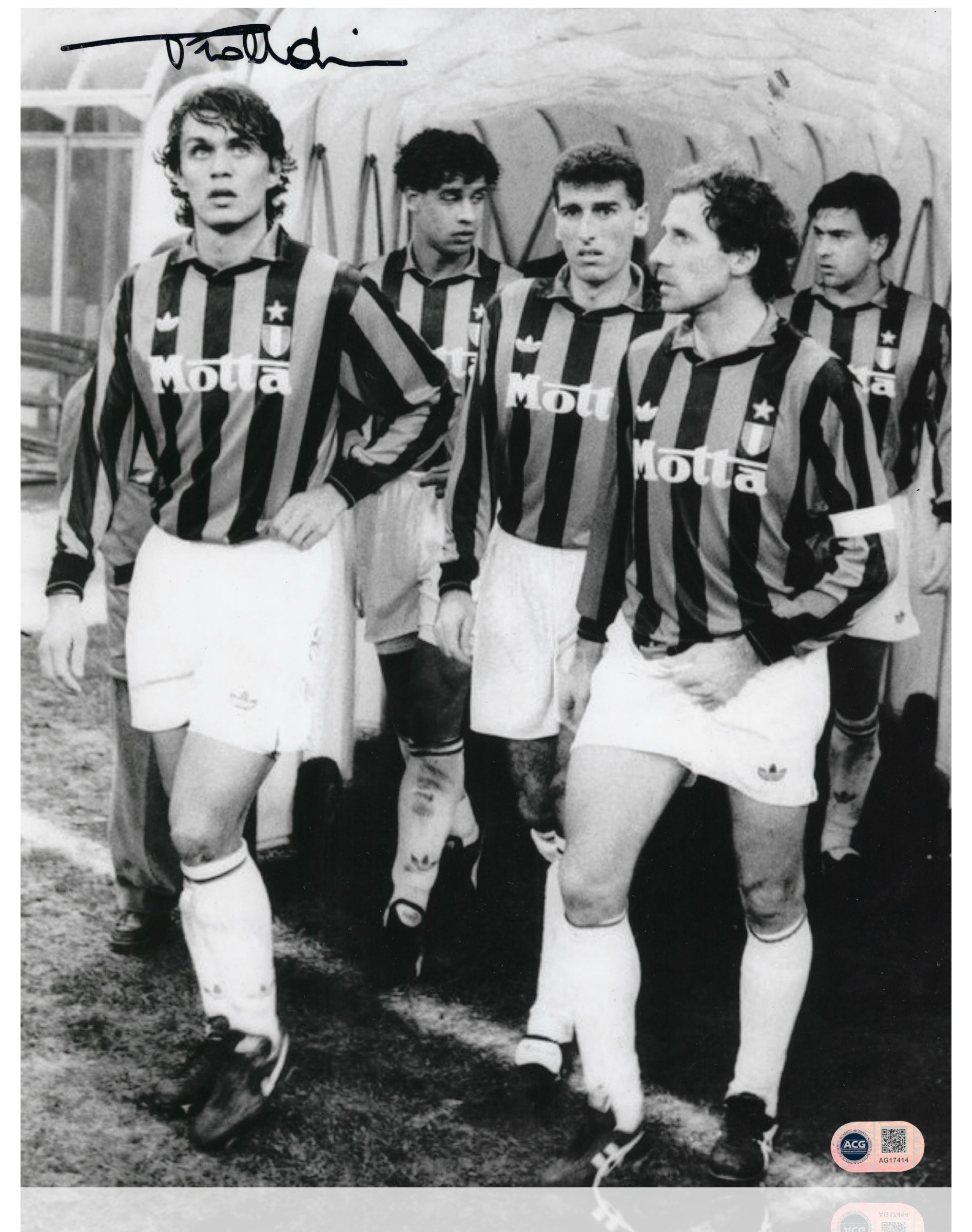 PAOLO MALDINI SIGNED AC MILAN ITALY LEGEND 14x11 PHOTO (ACG CERT AG17414)