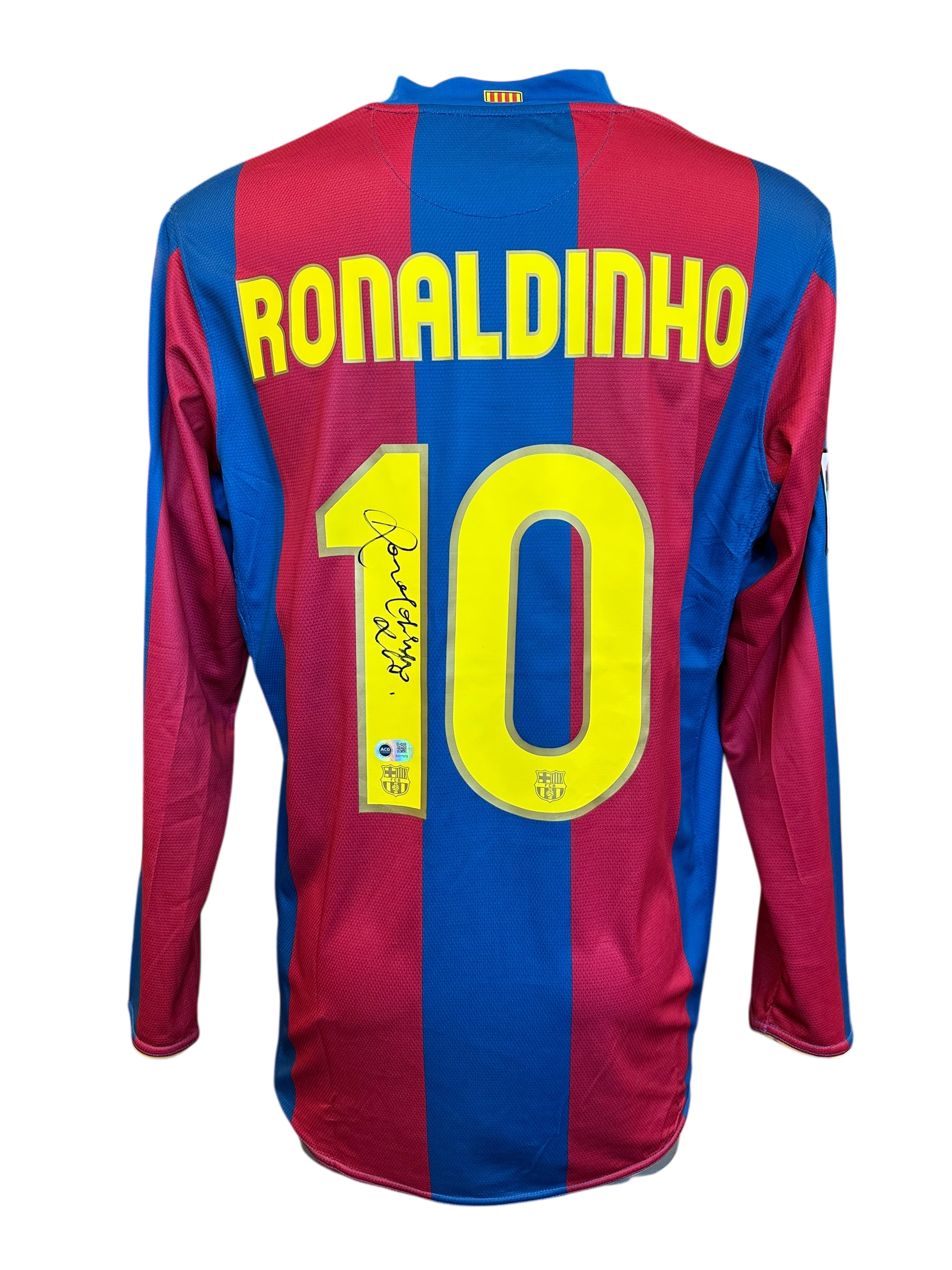 RONALDINHO SIGNED FC BARCELONA 2007/08 HOME SHIRT (ACG CERT AG17272)