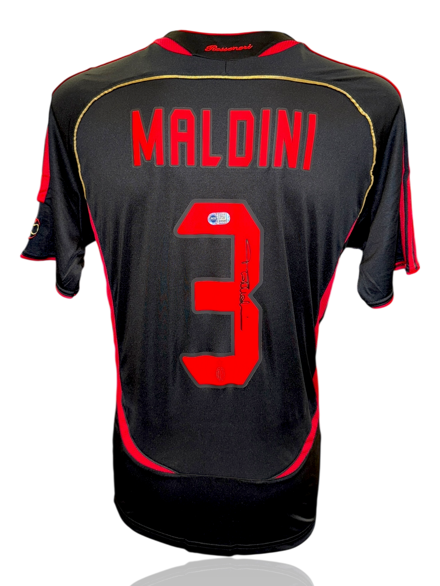 PAOLO MALDINI SIGNED AC MILAN 2006/07 BLACK AWAY SHIRT (ACG CERT AG17404)