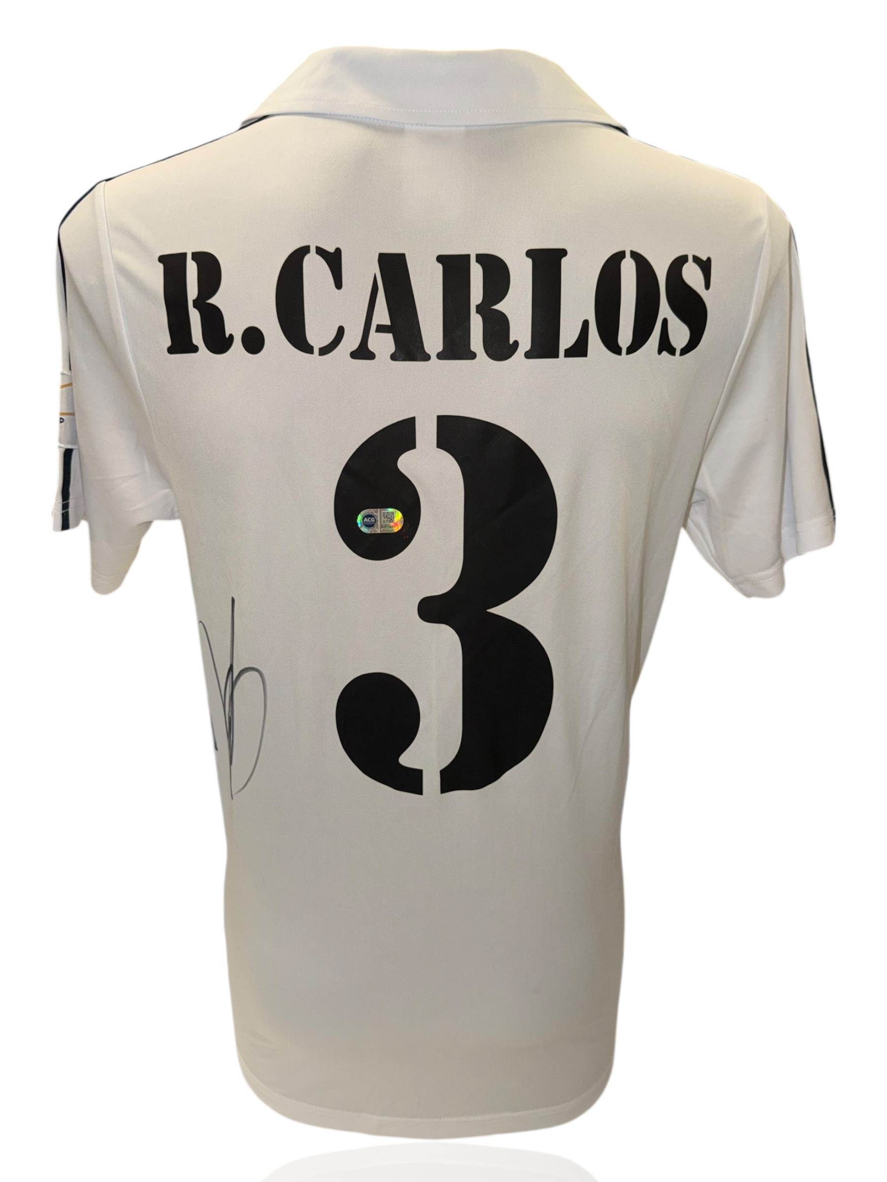 ROBERTO CARLOS SIGNED 2002/03 REAL MADRID HOME SHIRT (ACG CERT AG17502)