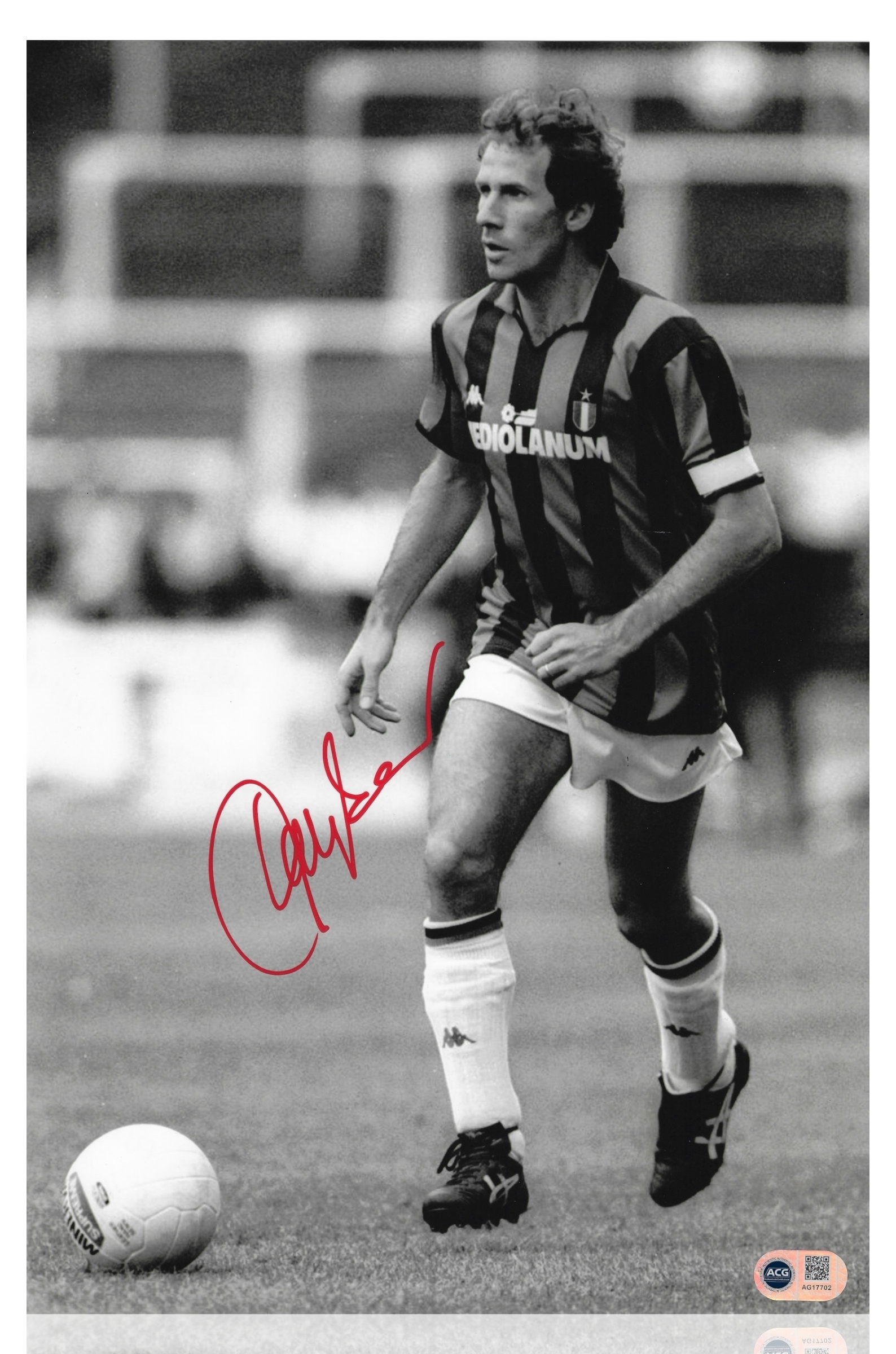 FRANCO BARESI SIGNED AC MILAN LEGEND 14X11 PHOTOGRAPH (ACG CERT AG17702)