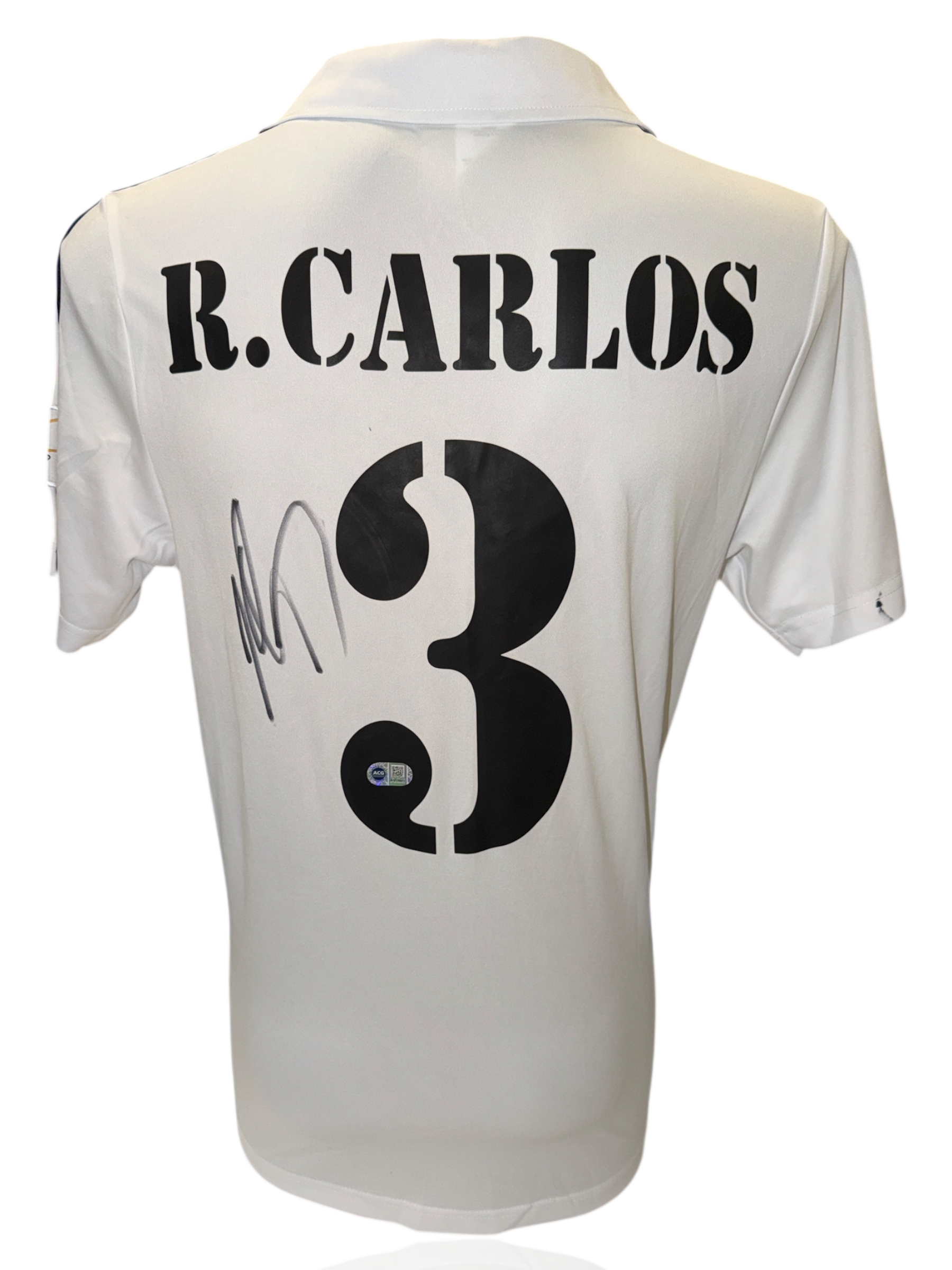 ROBERTO CARLOS SIGNED 2002/03 REAL MADRID HOME SHIRT (ACG CERT AG17501)