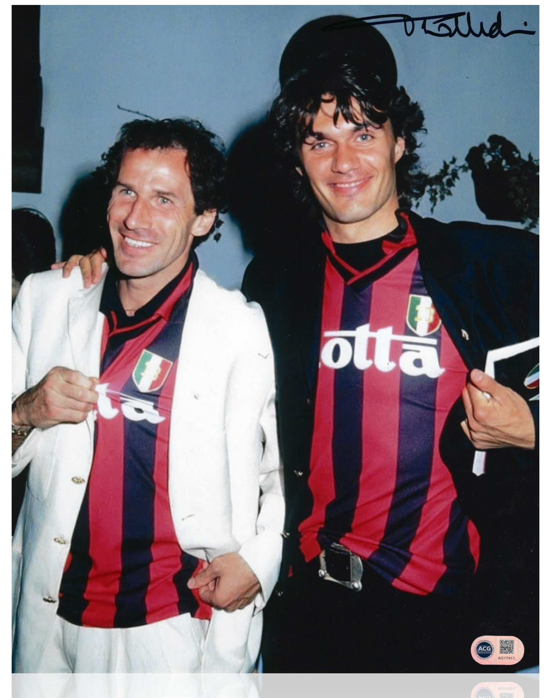 PAOLO MALDINI SIGNED AC MILAN ITALY LEGEND 14x11 PHOTO (ACG CERT AG17411)