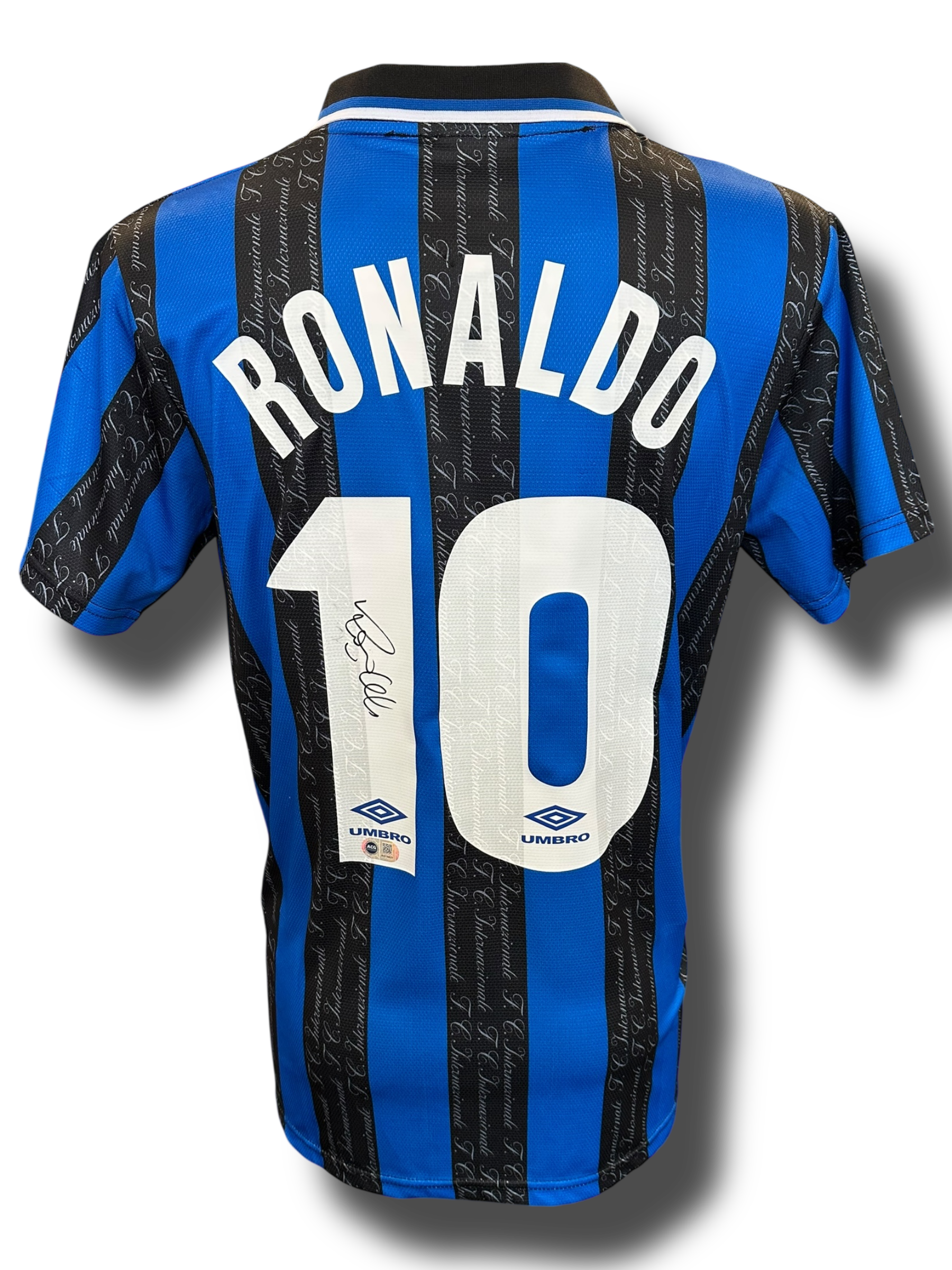RONALDO NAZARIO SIGNED INTERNAZIONALE 1997/98 HOME SHIRT (ACG CERT AG16637)