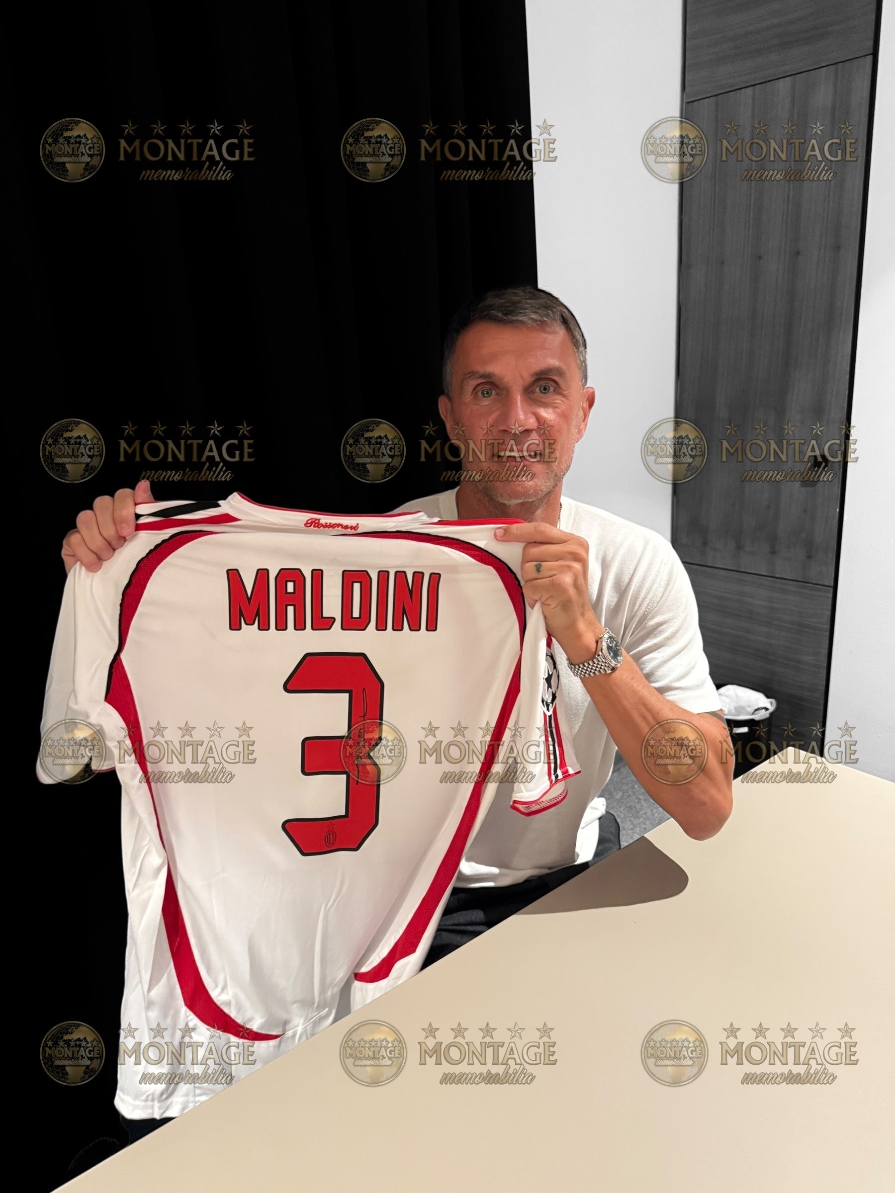PAOLO MALDINI SIGNED AC MILAN 2007 AWAY SHIRT (ACG CERT AG17394)