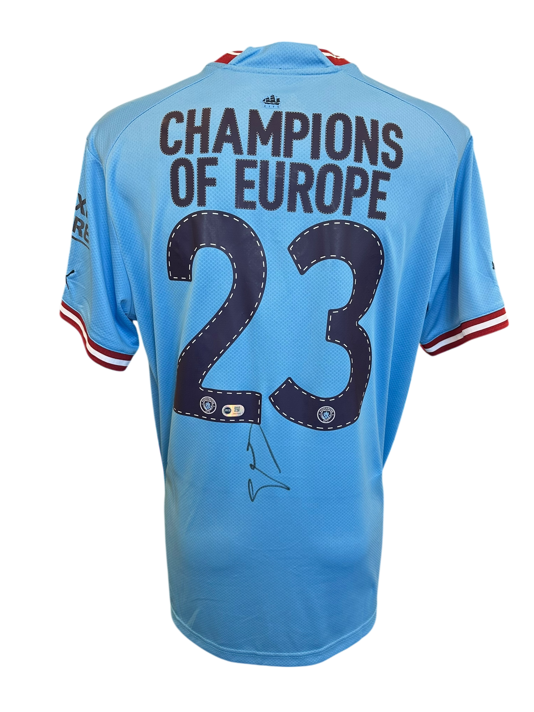 PEP GUARDIOLA SIGNED 2022/23 MAN CITY CHAMPIONS OF EUROPE SHIRT (ACG CERT AG17220)