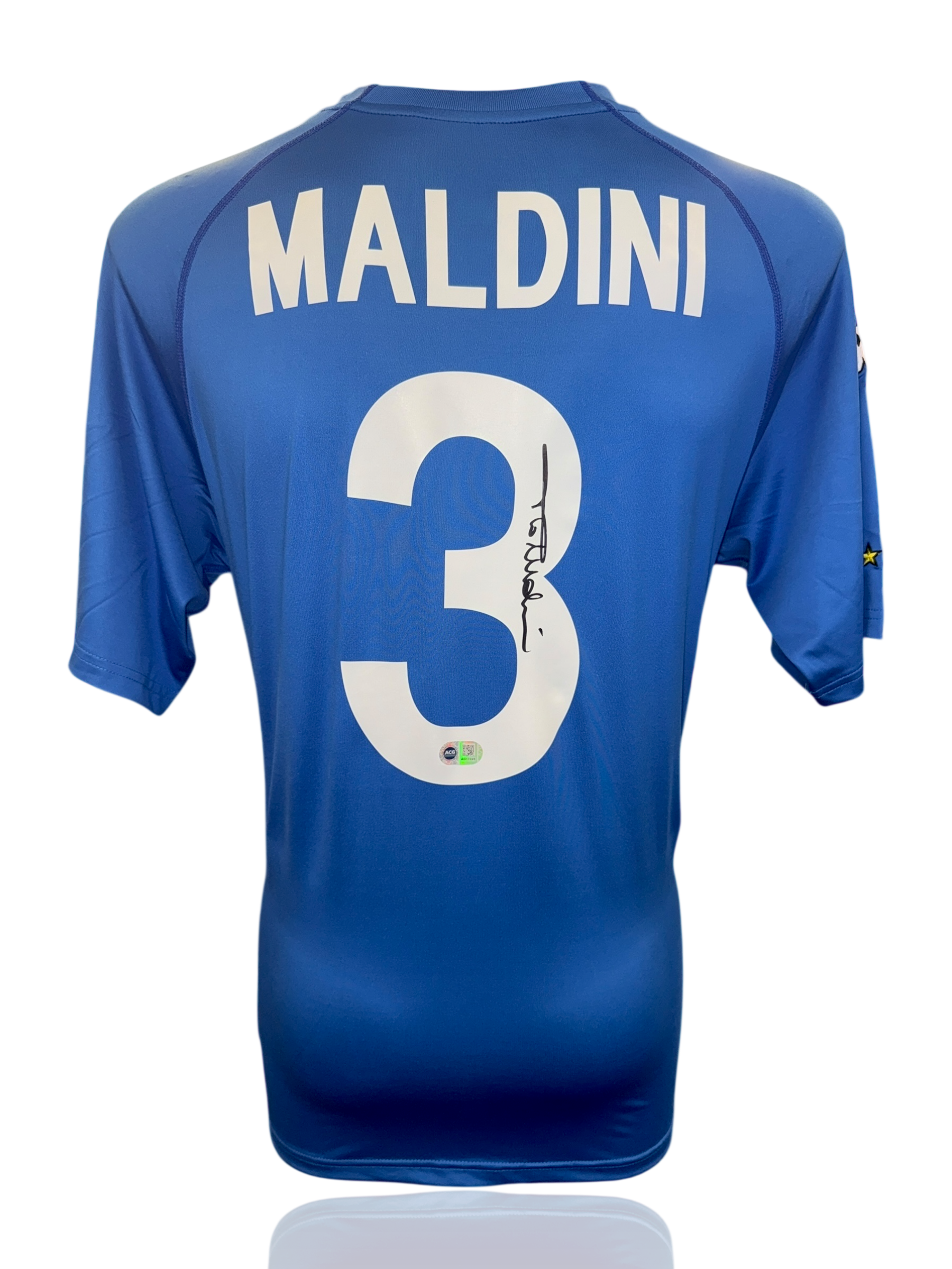 PAOLO MALDINI SIGNED ITALY EURO 2000 HOME SHIRT (ACG CERT AG17395)