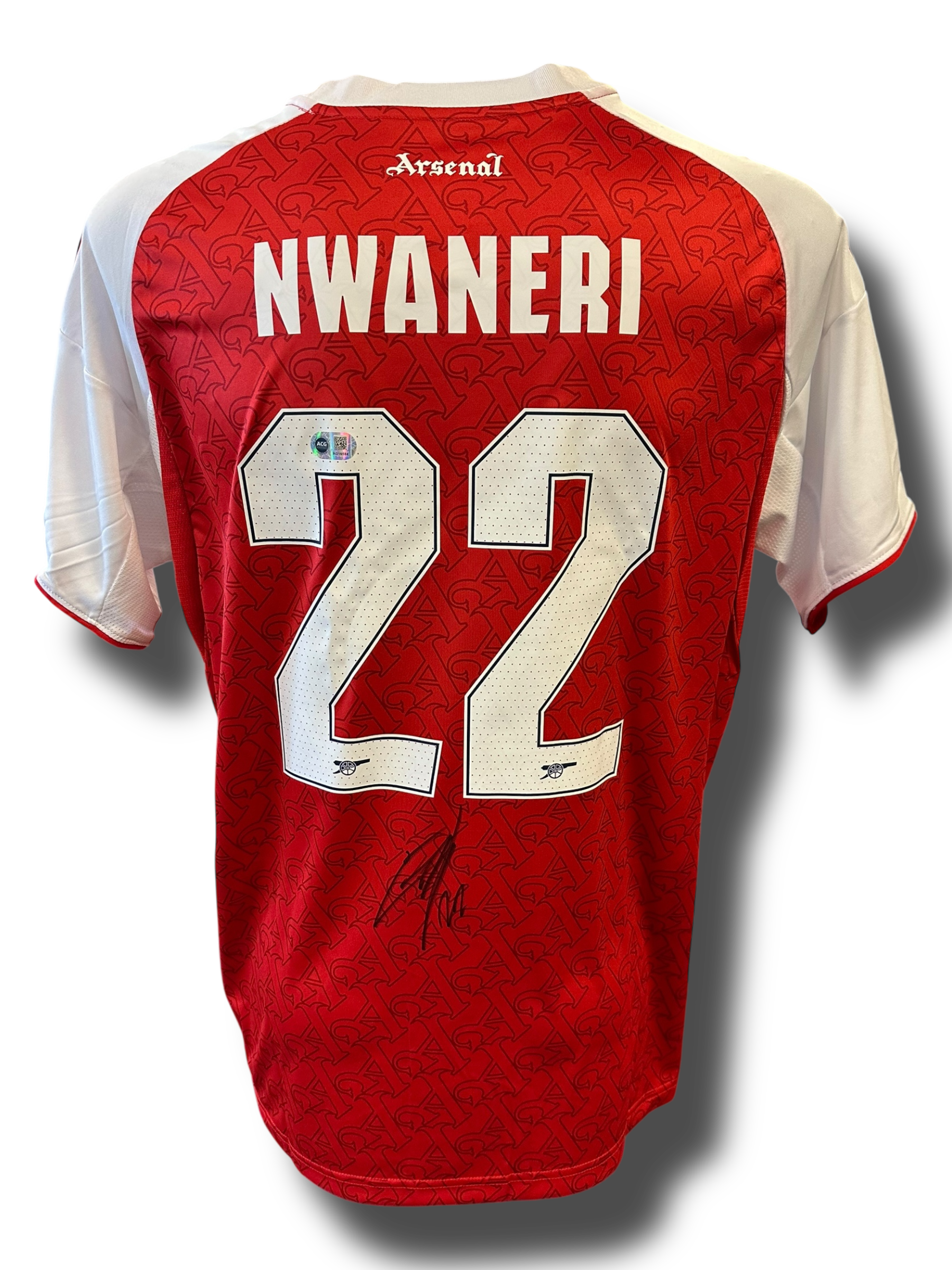 ETHAN NWANERI SIGNED ARSENAL FC 2025/26 HOME SHIRT (ACG CERT AG16584)