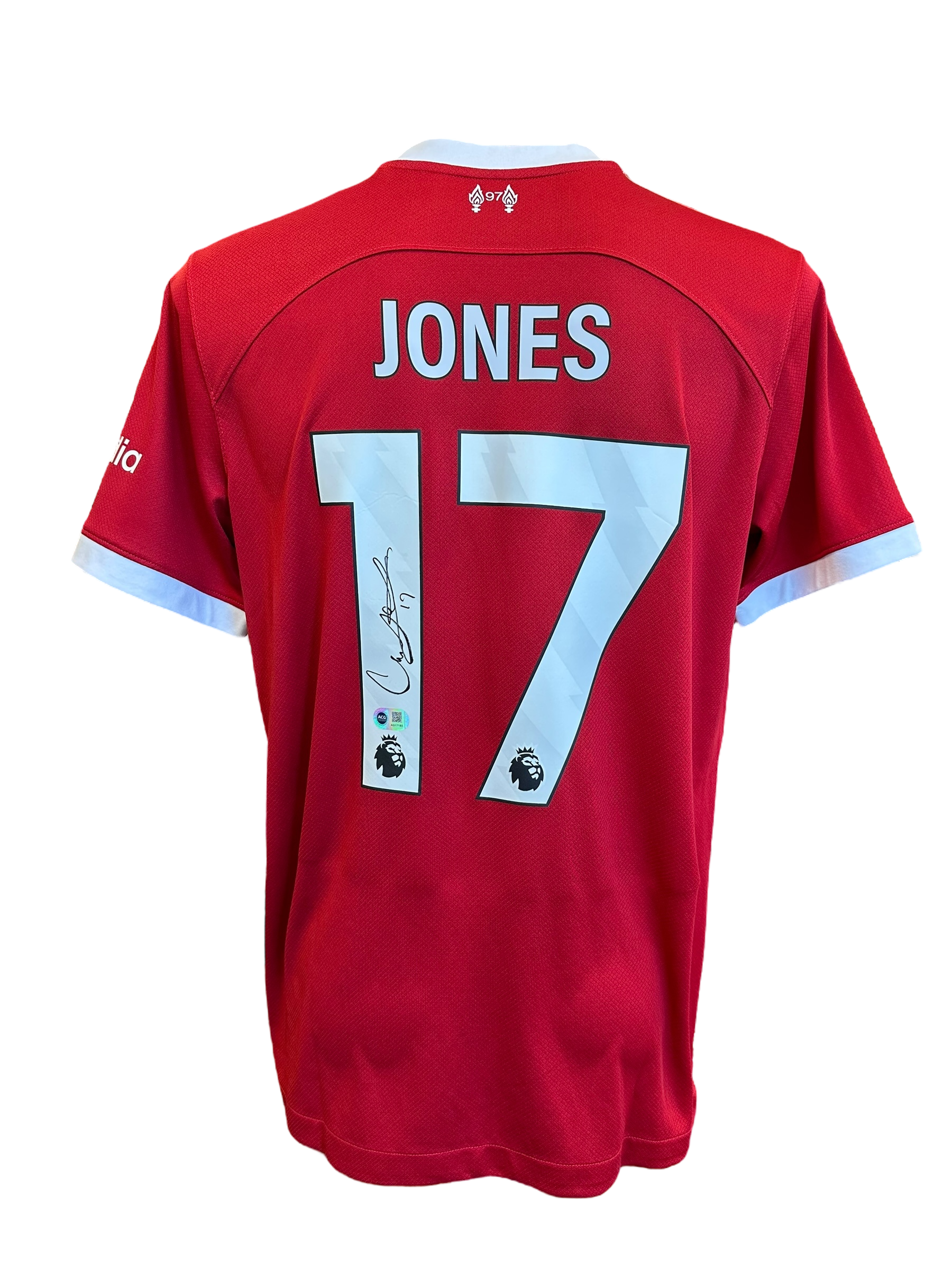 CURTIS JONES SIGNED 2023/24 LIVERPOOL FC HOME SHIRT (ACG CERT AG17185)