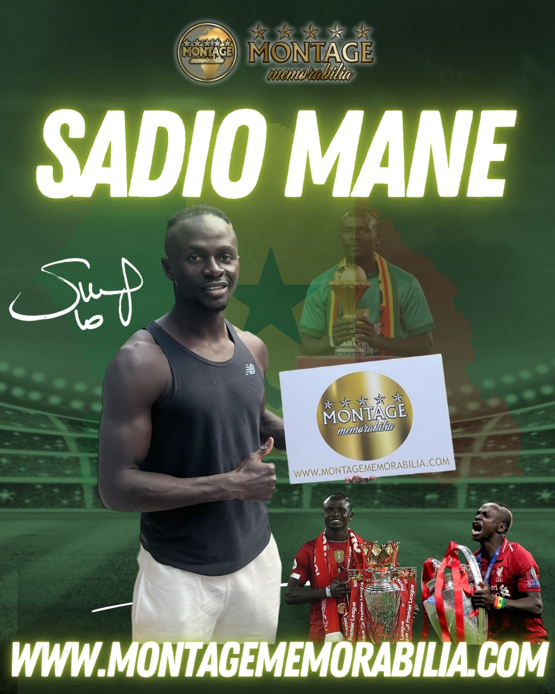 SADIO MANE SIGNED LIVERPOOL FC PREMIER LEAGUE WIN 12X8 PHOTO (ACG CERT AG18747)