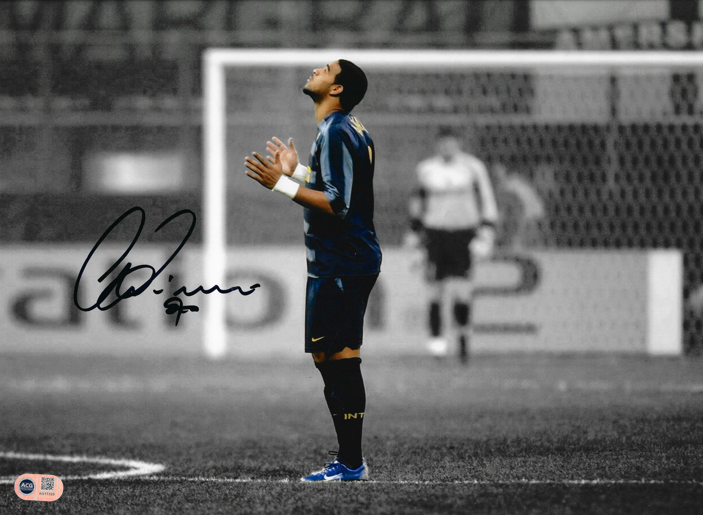 ADRIANO SIGNED INTER MILAN LEGEND 16x12 PHOTO (ACG CERT AG17325)