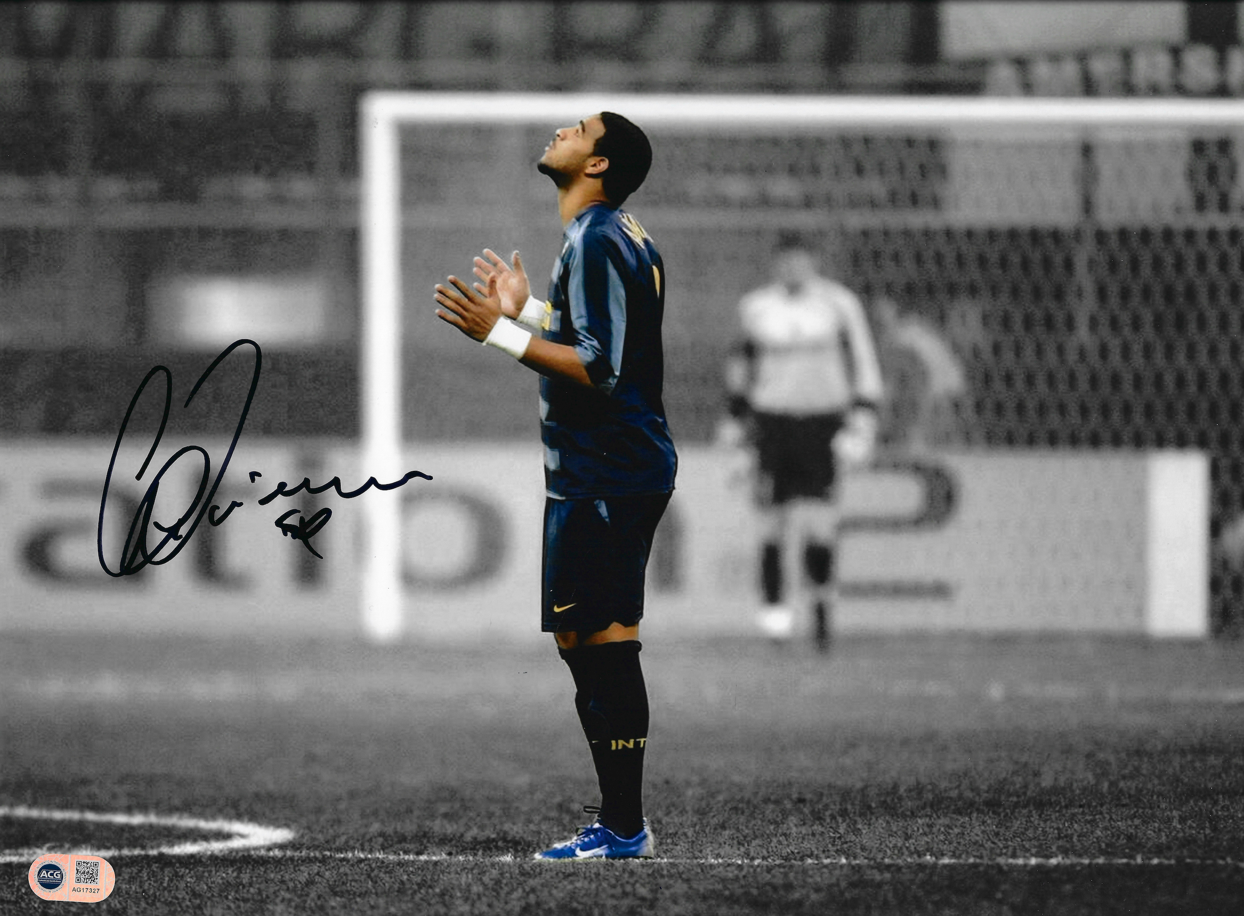 ADRIANO SIGNED INTER MILAN LEGEND 16x12 PHOTO (ACG CERT AG17327)
