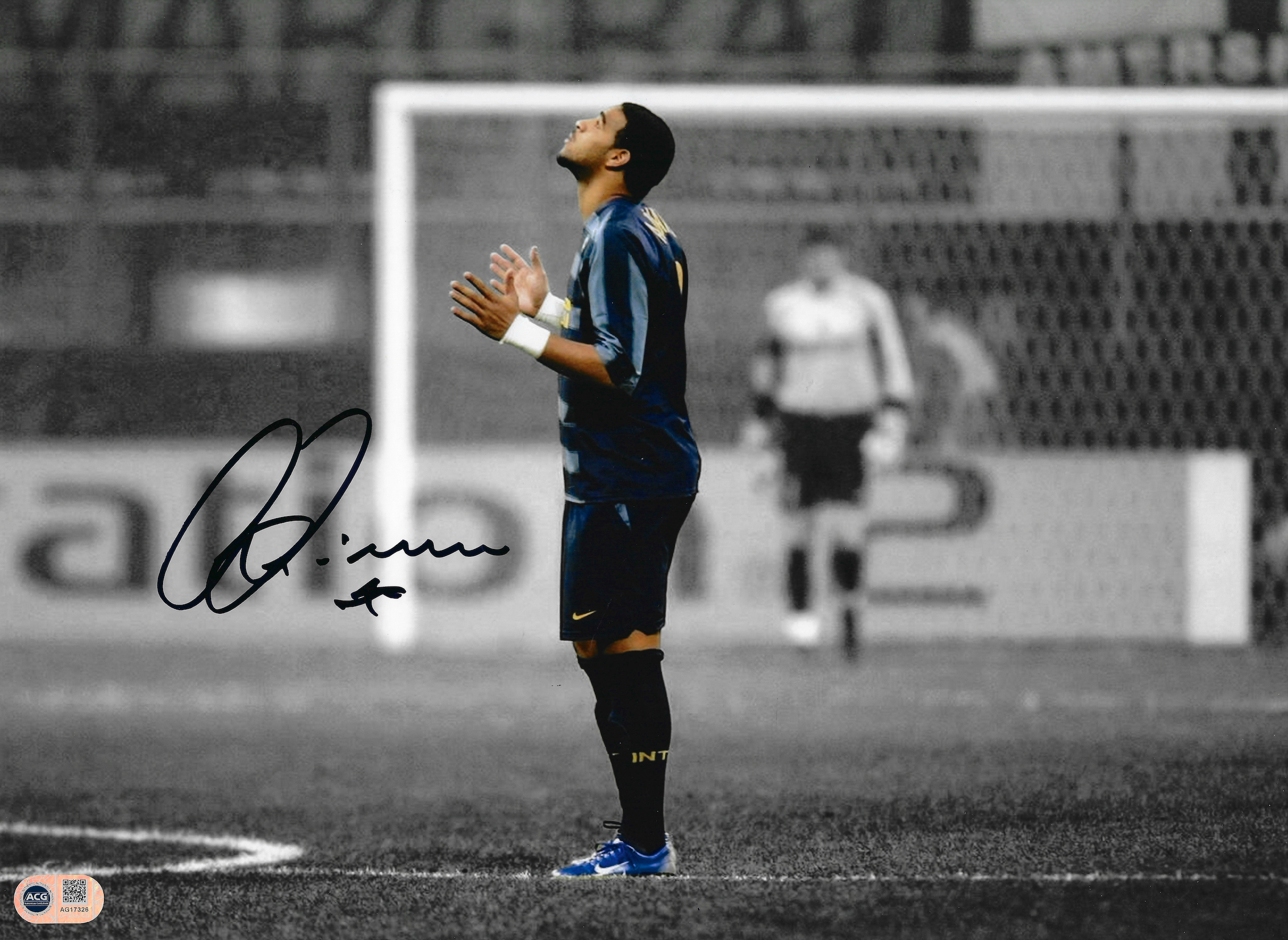 ADRIANO SIGNED INTER MILAN LEGEND 16x12 PHOTO (ACG CERT AG17326)