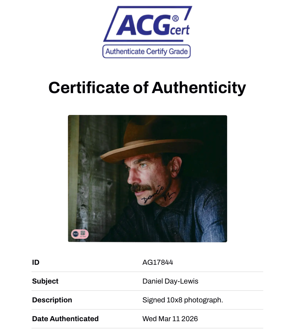 DANIEL DAY LEWIS SIGNED THERE WILL BE BLOOD 10x8 PHOTO (ACG CERT AG17844)