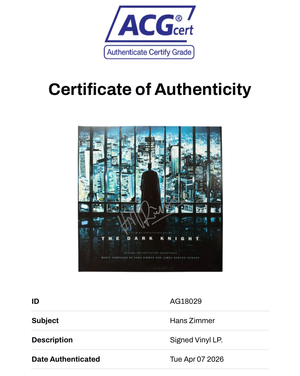 HANS ZIMMER SIGNED BATMAN THE DARK KNIGHT SOUNDTRACK VINYL (ACG CERT AG18029)