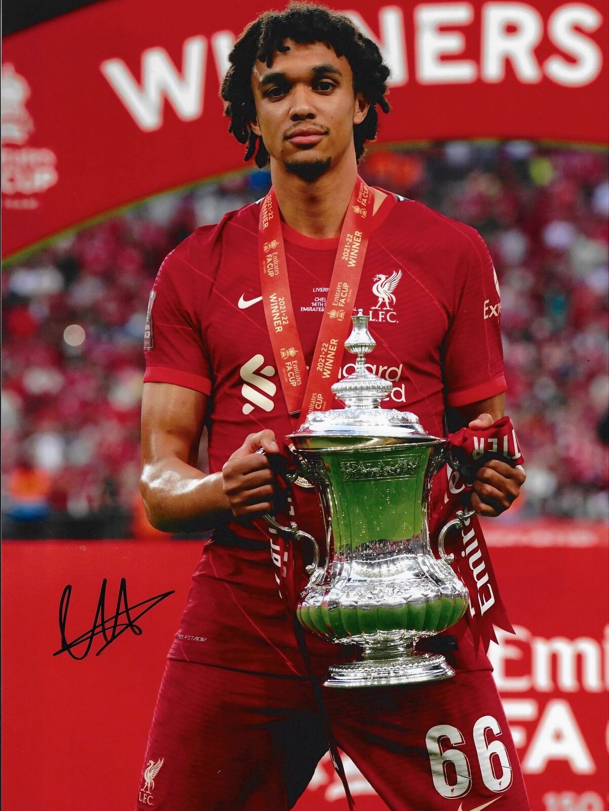 TRENT ALEXANDER-ARNOLD SIGNED FA CUP WINNER 16x12 PHOTO (AFTAL COA)