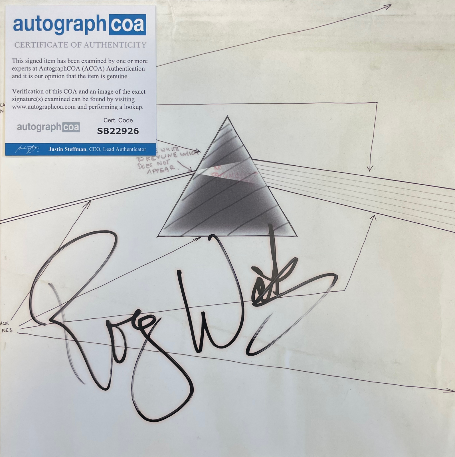 ROGER WATERS SIGNED PINK FLOYD DARK SIDE OF THE MOON WEMBLEY VINYL (ACOA RACC COA)