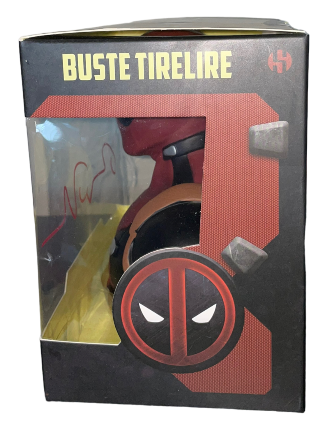 RYAN REYNOLDS SIGNED DEADPOOL ACTION FIGURE HEAD MONEY BANK (AFTAL COA)