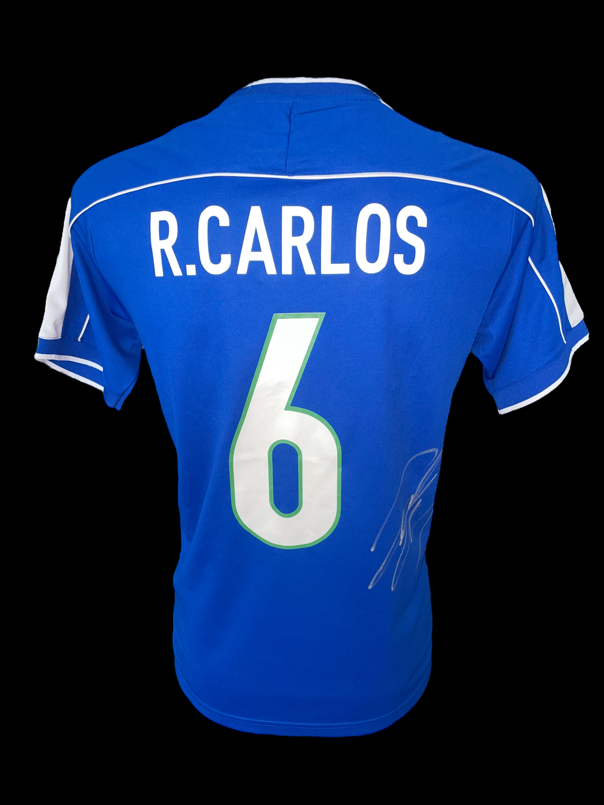 ROBERTO CARLOS SIGNED CARLOS 6 BRAZIL 2002 AWAY SHIRT (AFTAL COA)