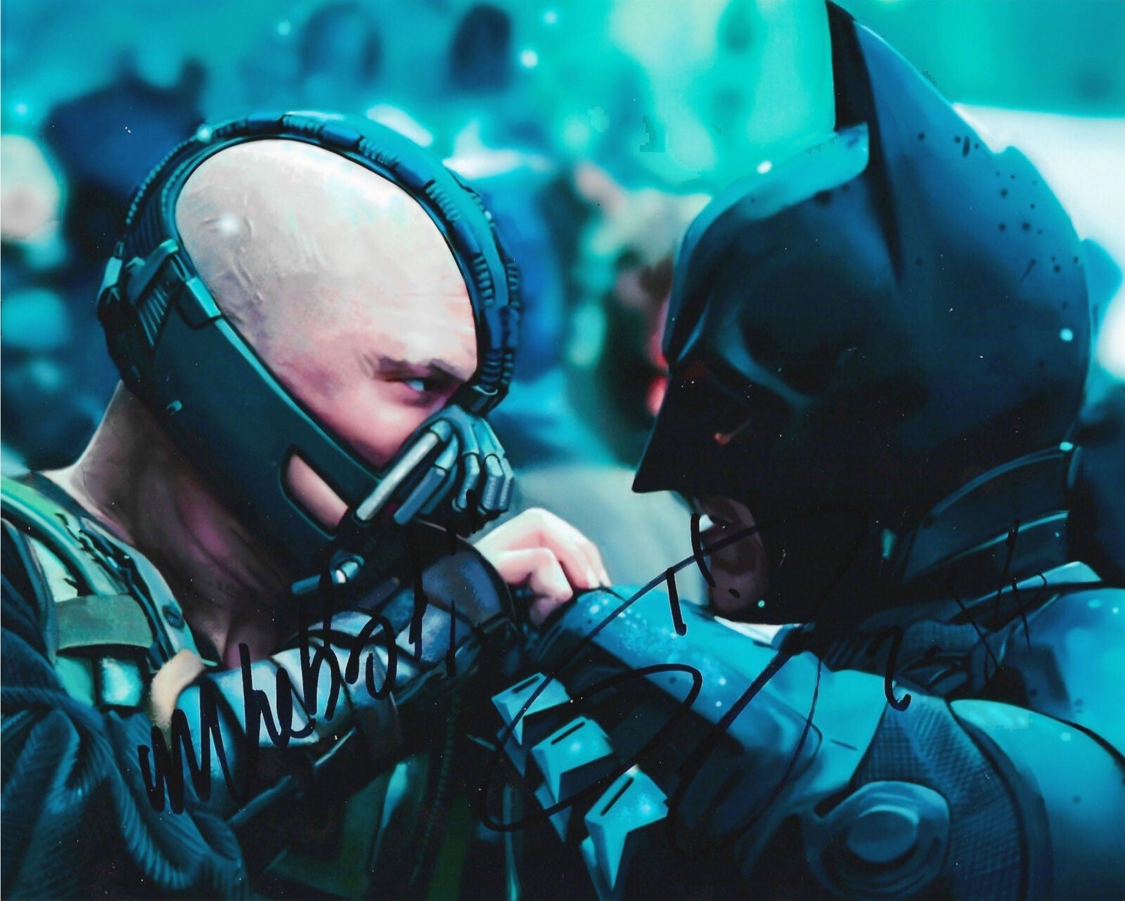 TOM HARDY SIGNED BATMAN BANE 10X8 PHOTO (ACOA RACC COA)