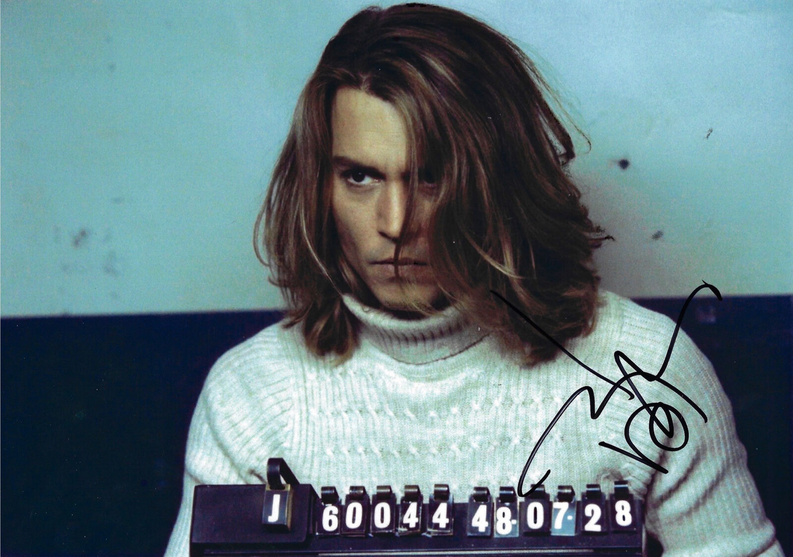 JOHNNY DEPP SIGNED GEORGE JUNG BLOW 12X8 PHOTO (ACOA RACC COA)