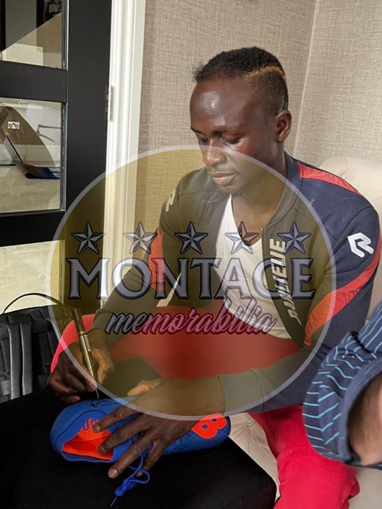 SADIO MANE SIGNED BLUE NEW BALANCE FOOTBALL BOOT 2 (AFTAL COA)