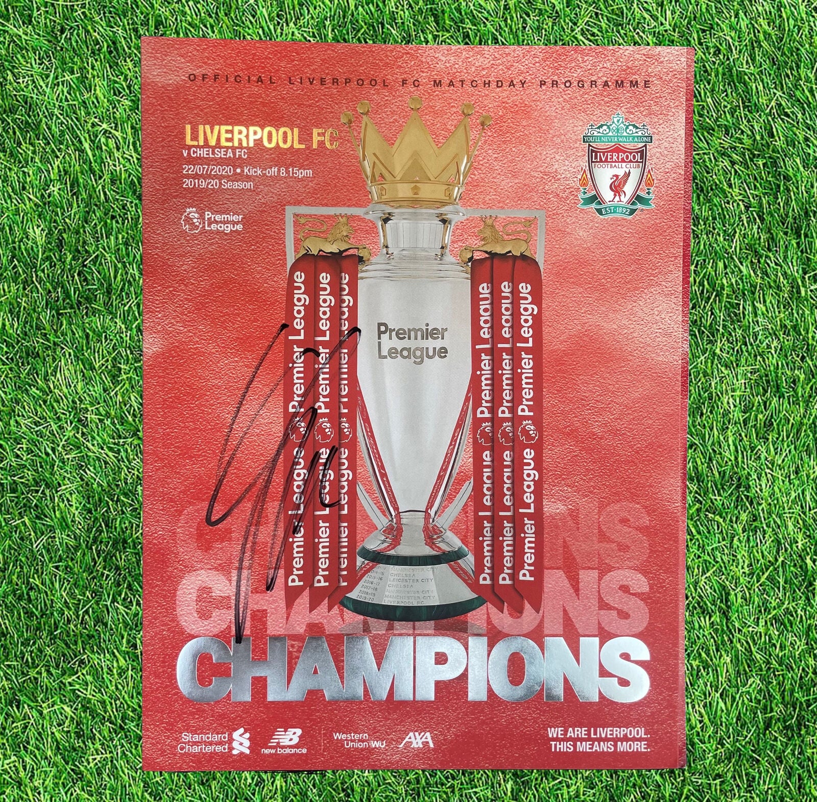 JURGEN KLOPP 2019/20 LIVERPOOL FC LEAGUE CHAMPIONS SIGNED PROGRAMME (AFTAL COA)