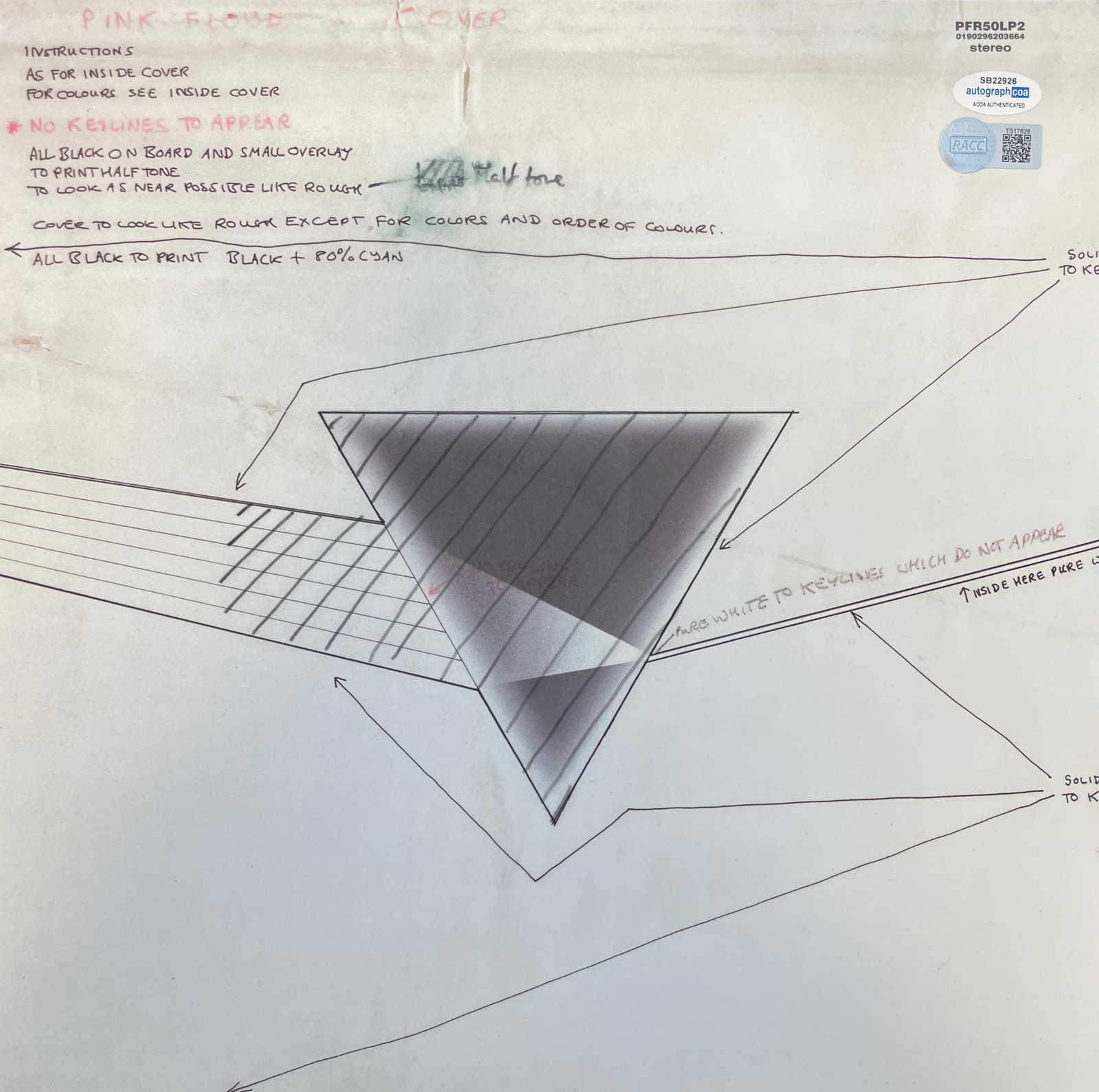 ROGER WATERS SIGNED PINK FLOYD DARK SIDE OF THE MOON WEMBLEY VINYL (ACOA RACC COA)