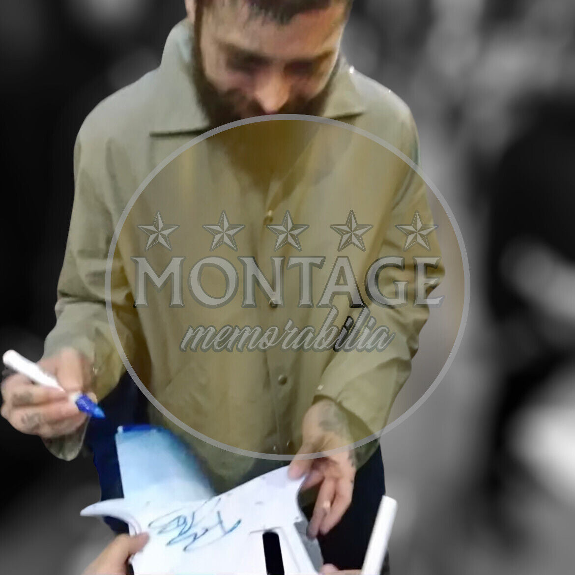 POST MALONE SIGNED GUITAR PICK GUARD ROCKSTAR 2 (AFTAL COA)