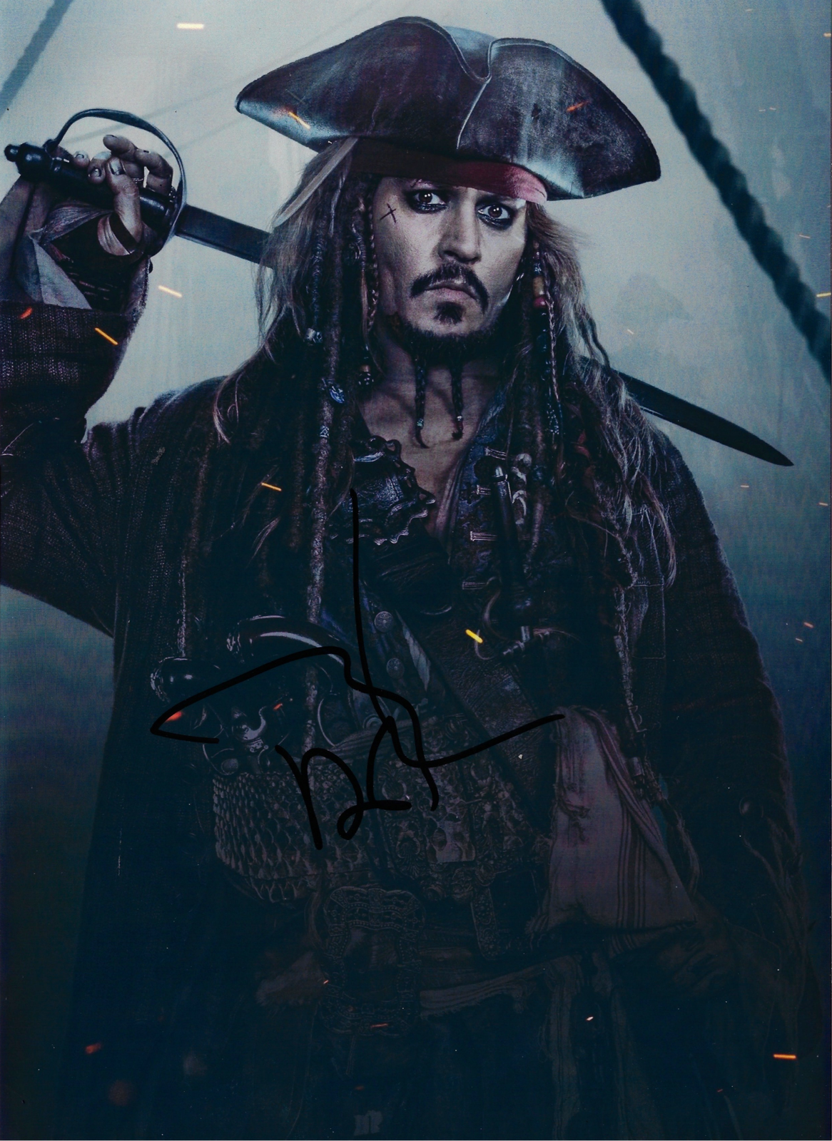 JOHNNY DEPP SIGNED PIRATES OF THE CARIBBEAN 12X8 PHOTO (ACOA RACC COA)
