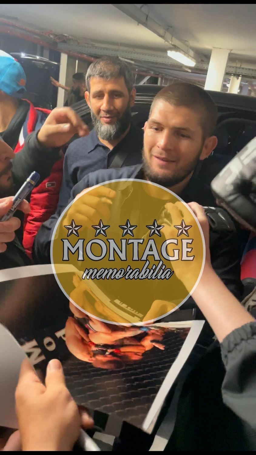 KHABIB NURMAGOMEDOV SIGNED UFC 14x11 KHABIB MCGREGOR PHOTOGRAPH (AFTAL COA)