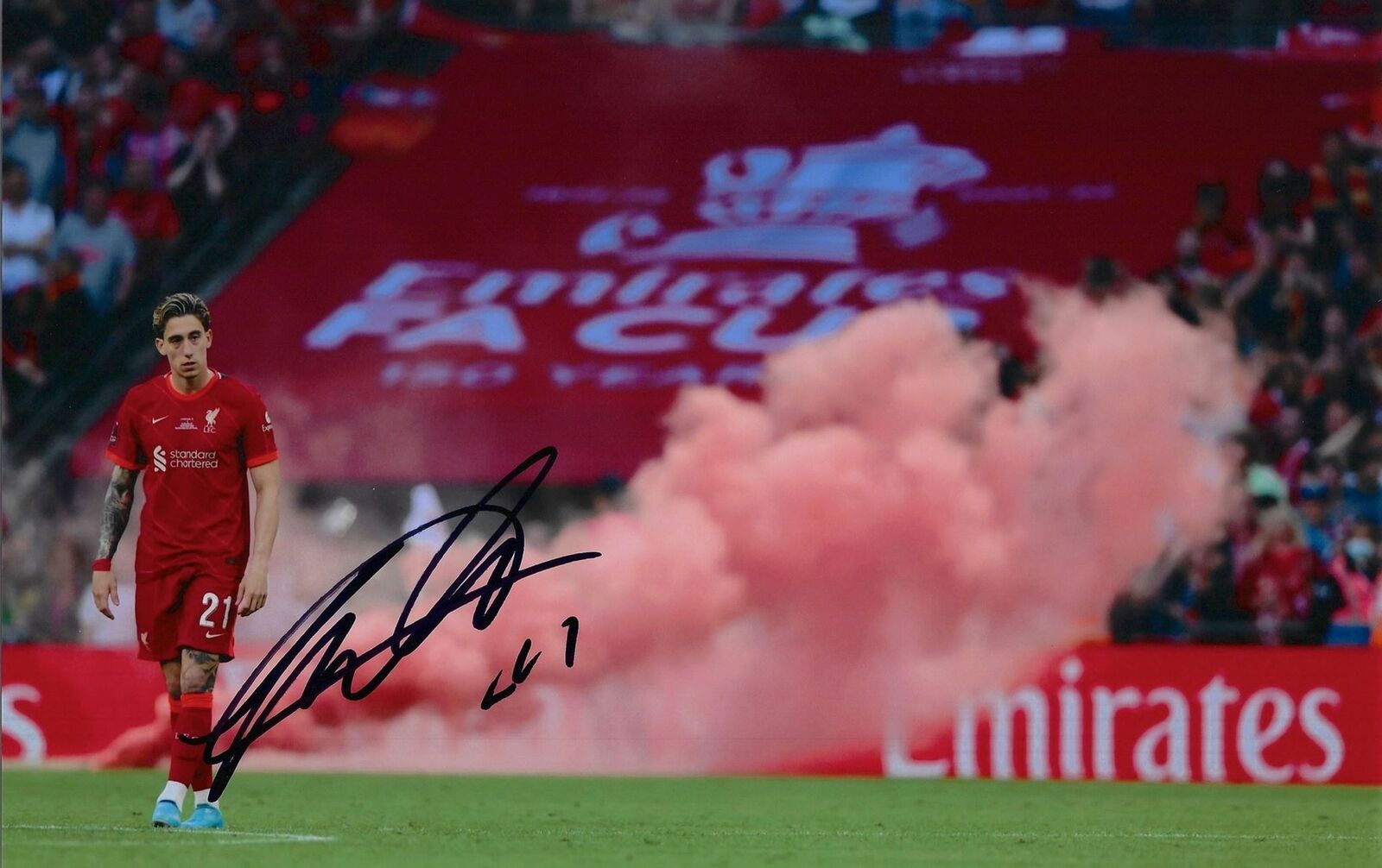 KOSTAS TSIMIKAS SIGNED LIVERPOOL FC FA CUP WINNER 12x8 PHOTO 9 (AFTAL COA)