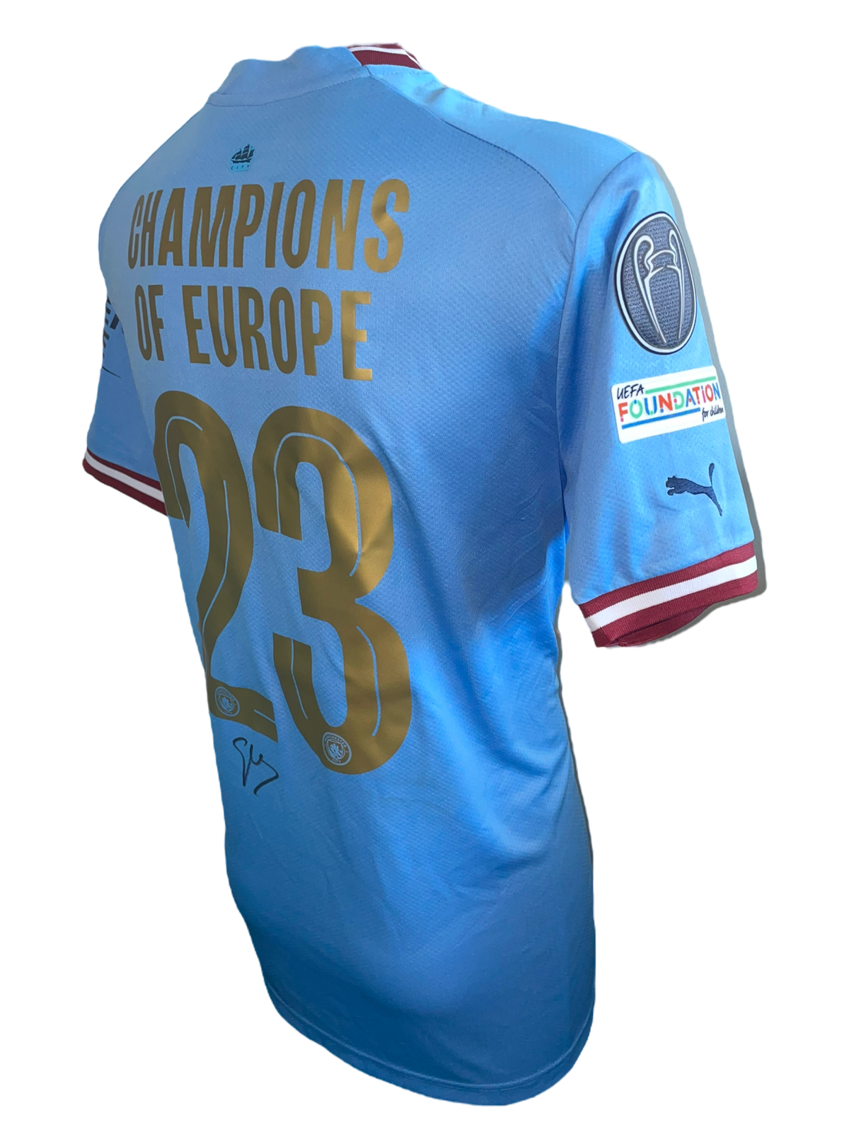 PEP GUARDIOLA SIGNED MAN CITY CHAMPIONS OF EUROPE SHIRT (ACG CERT AG17221)