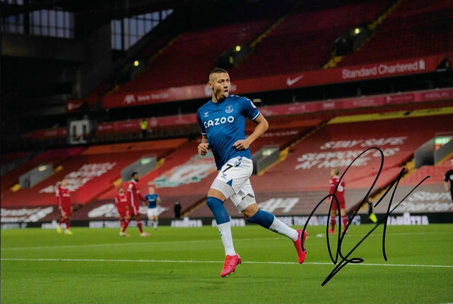RICHARLISON SIGNED EVERTON FC 12X8 ANFIELD MERSEYSIDE DERBY PHOTO 4 (AFTAL COA)