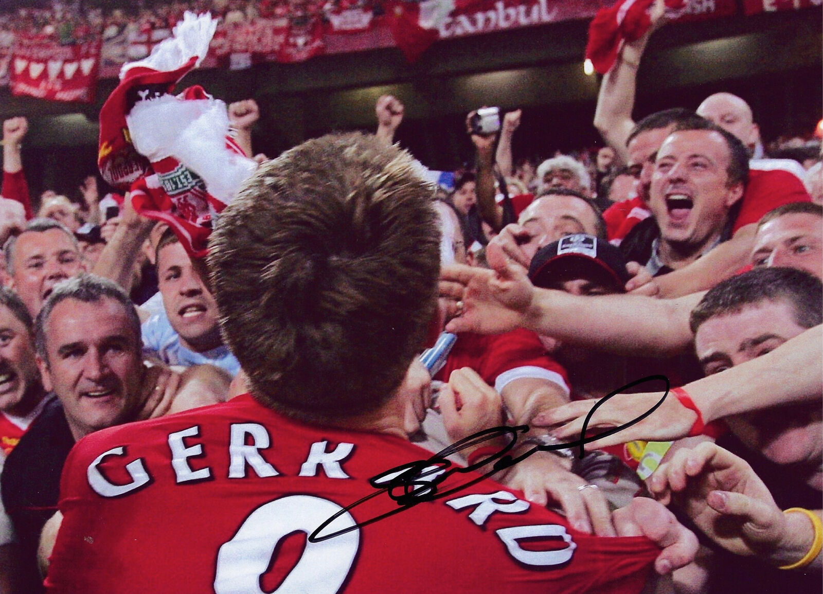 STEVEN GERRARD SIGNED LIVERPOOL FC ISTANBUL 2005 12x8 PHOTOGRAPH 6 (AFTAL COA)