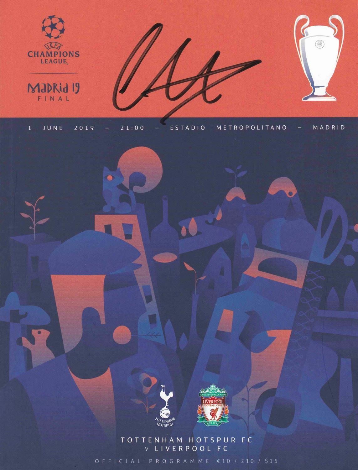 TRENT ALEXANDER ARNOLD SIGNED 2019 LFC CHAMPIONS LEAGUE FINAL PROGRAMME (AFTAL COA)