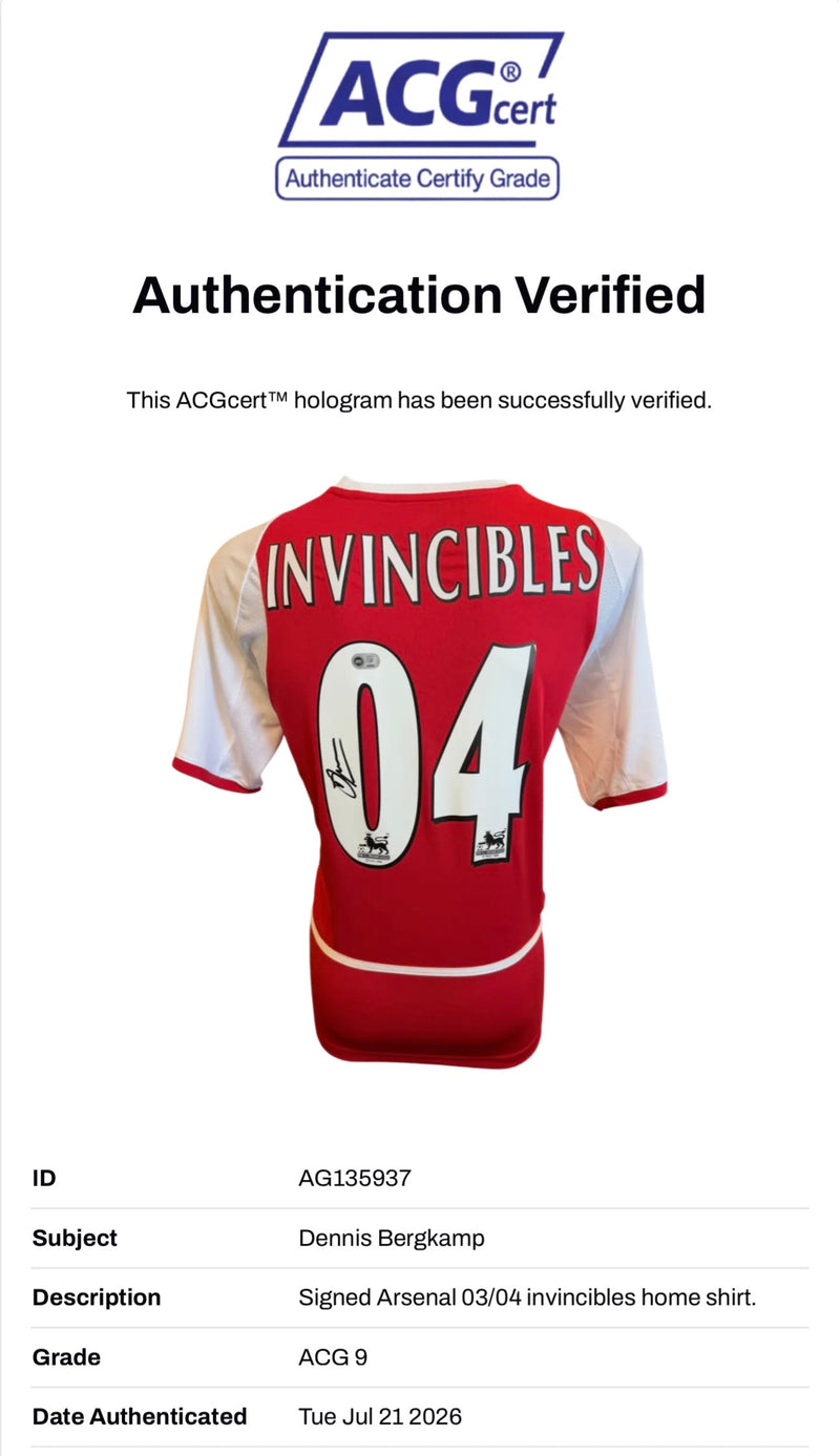 DENNIS BERGKAMP SIGNED ARSENAL INVINCIBLES 04 SHIRT (ACG CERT AG135937)-2