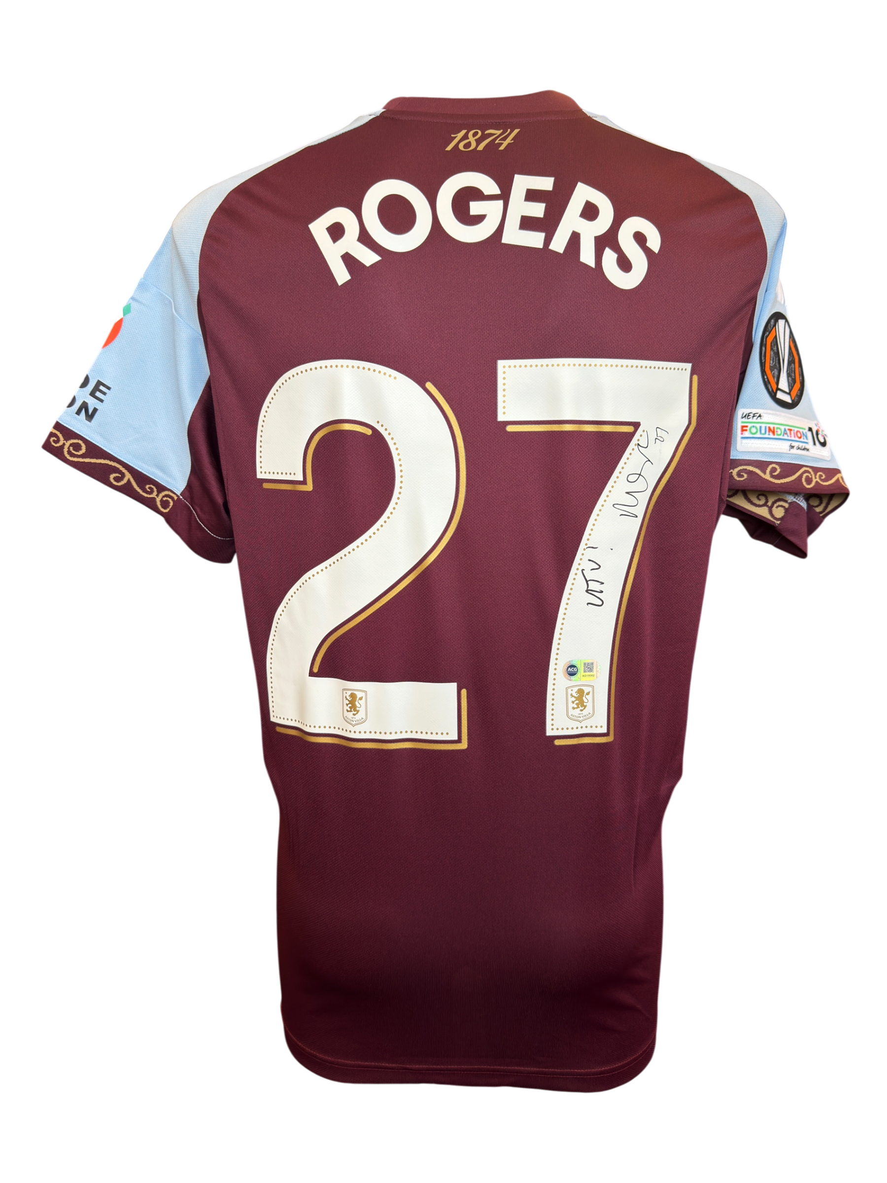 MORGAN ROGERS SIGNED 25/26 ASTON VILLA HOME UEL SHIRT (ACG CERT AG19082)
