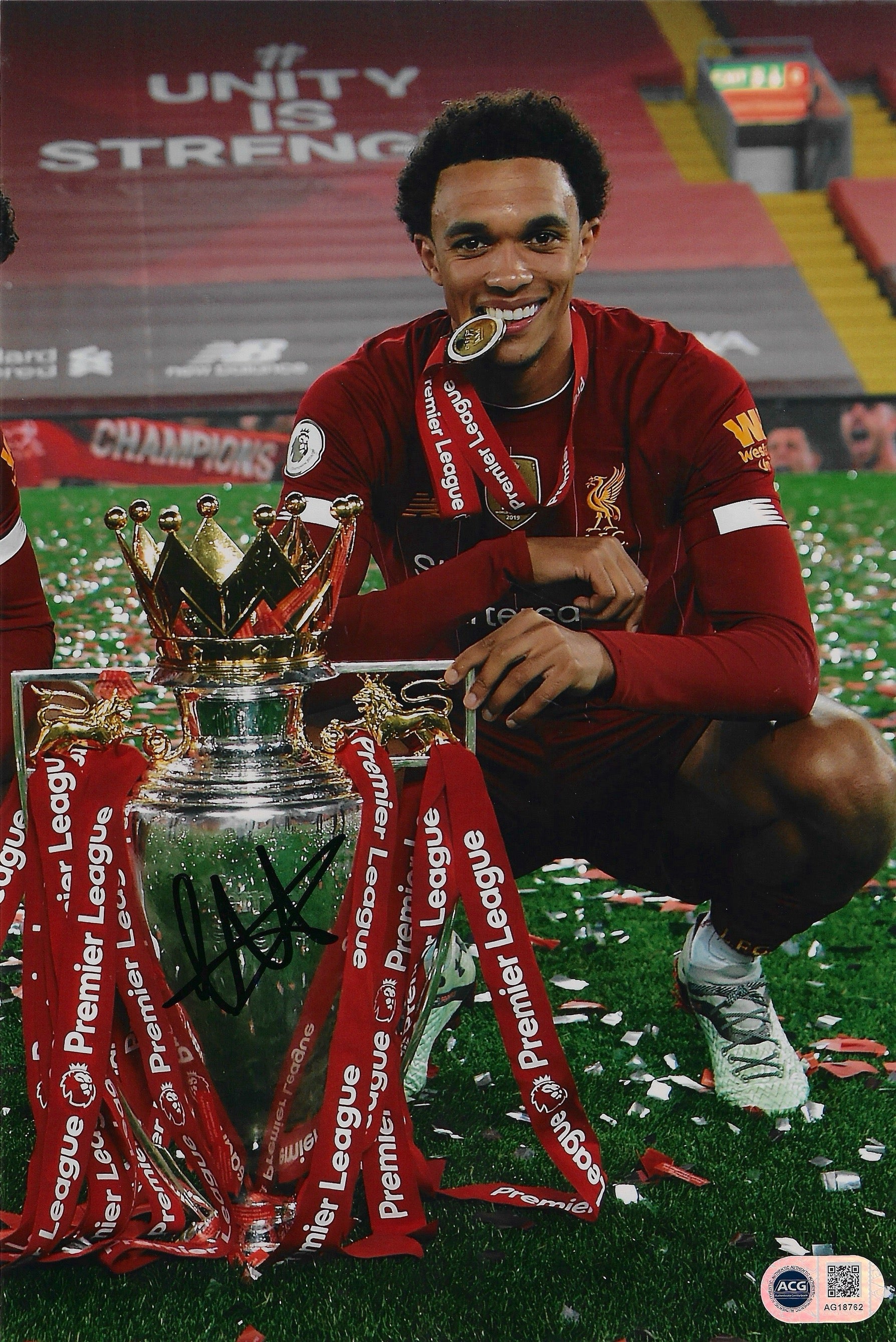 TRENT ALEXANDER-ARNOLD SIGNED PREMIER LEAGUE WIN 12x8 PHOTO (ACG CERT AG18762)