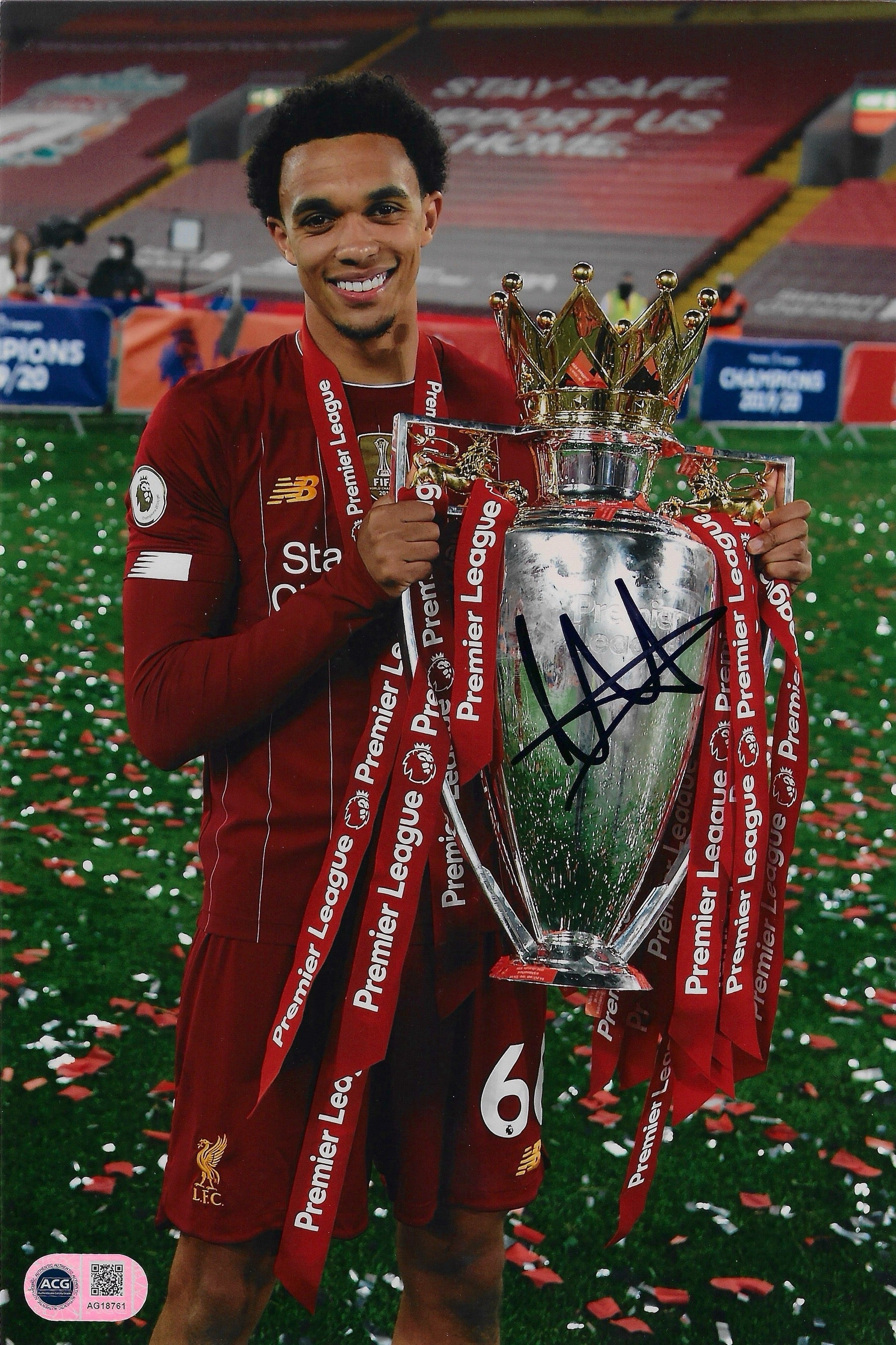 TRENT ALEXANDER-ARNOLD SIGNED PREMIER LEAGUE WIN 12x8 PHOTO (ACG CERT AG18761)