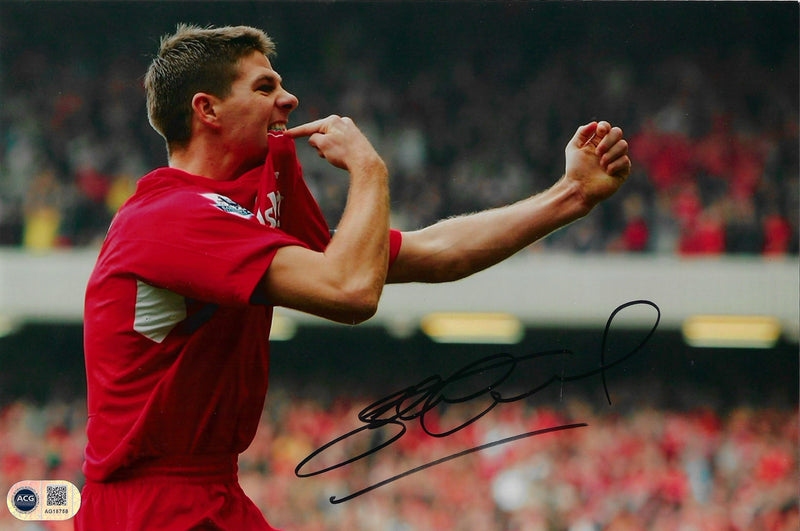 STEVEN GERRARD SIGNED LIVERPOOL FC LEGEND 12x8 PHOTO (ACG CERT AG18758)-1