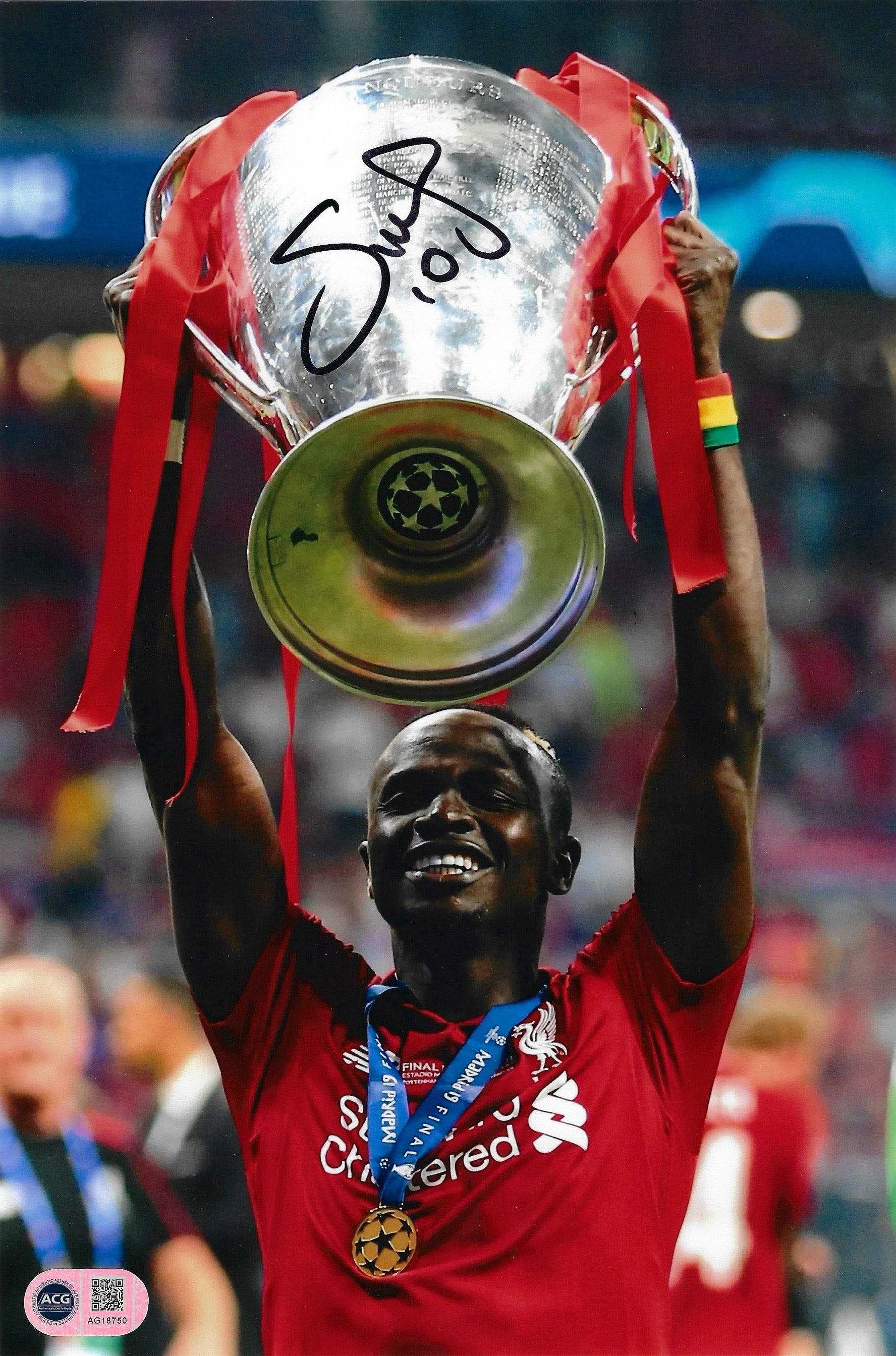 SADIO MANE SIGNED LIVERPOOL FC UCL FINAL WIN 12X8 PHOTO (ACG CERT AG18750)