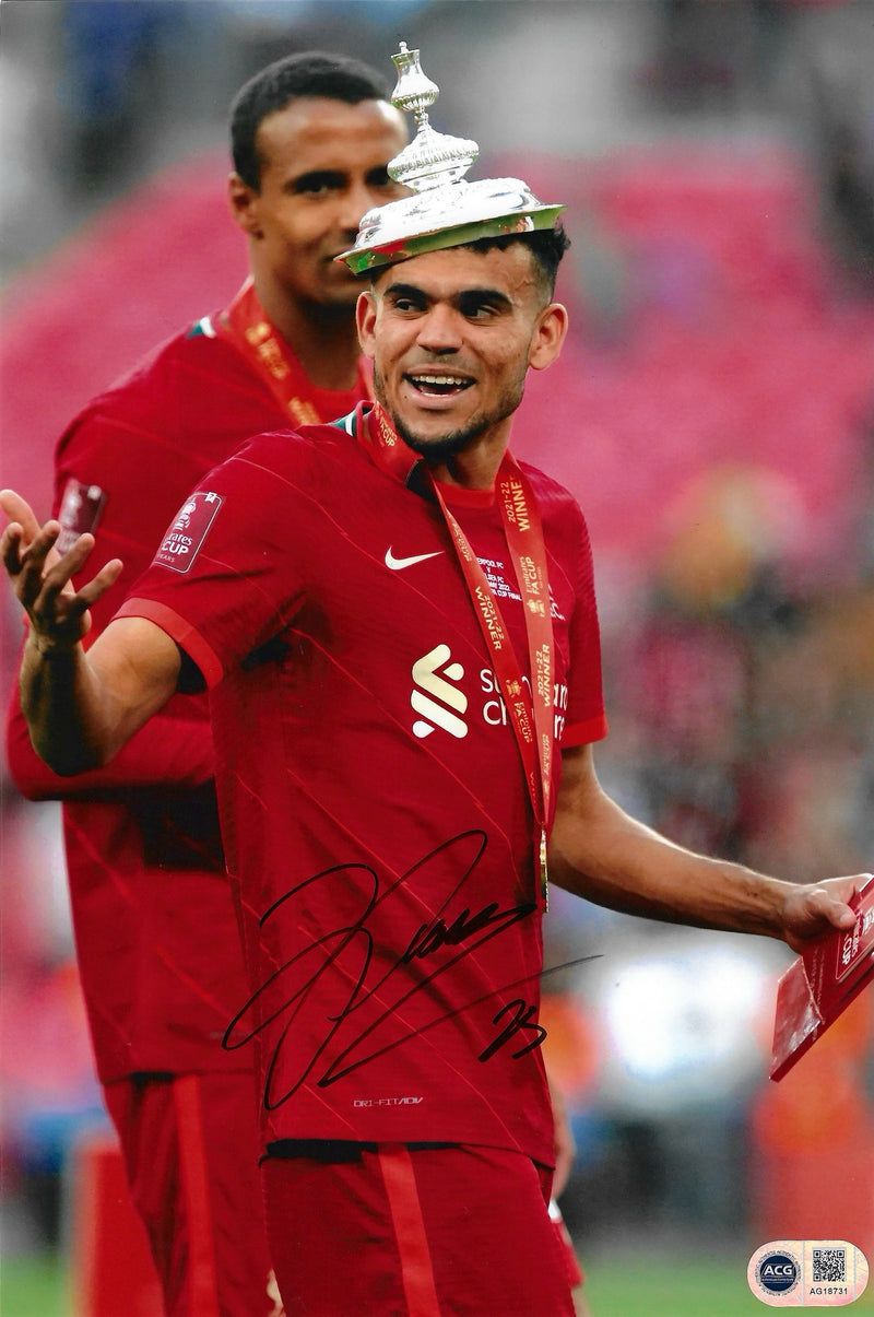 LUIS DIAZ SIGNED LIVERPOOL FA CUP WIN 12X8 PHOTO (ACG CERT AG18731)-1