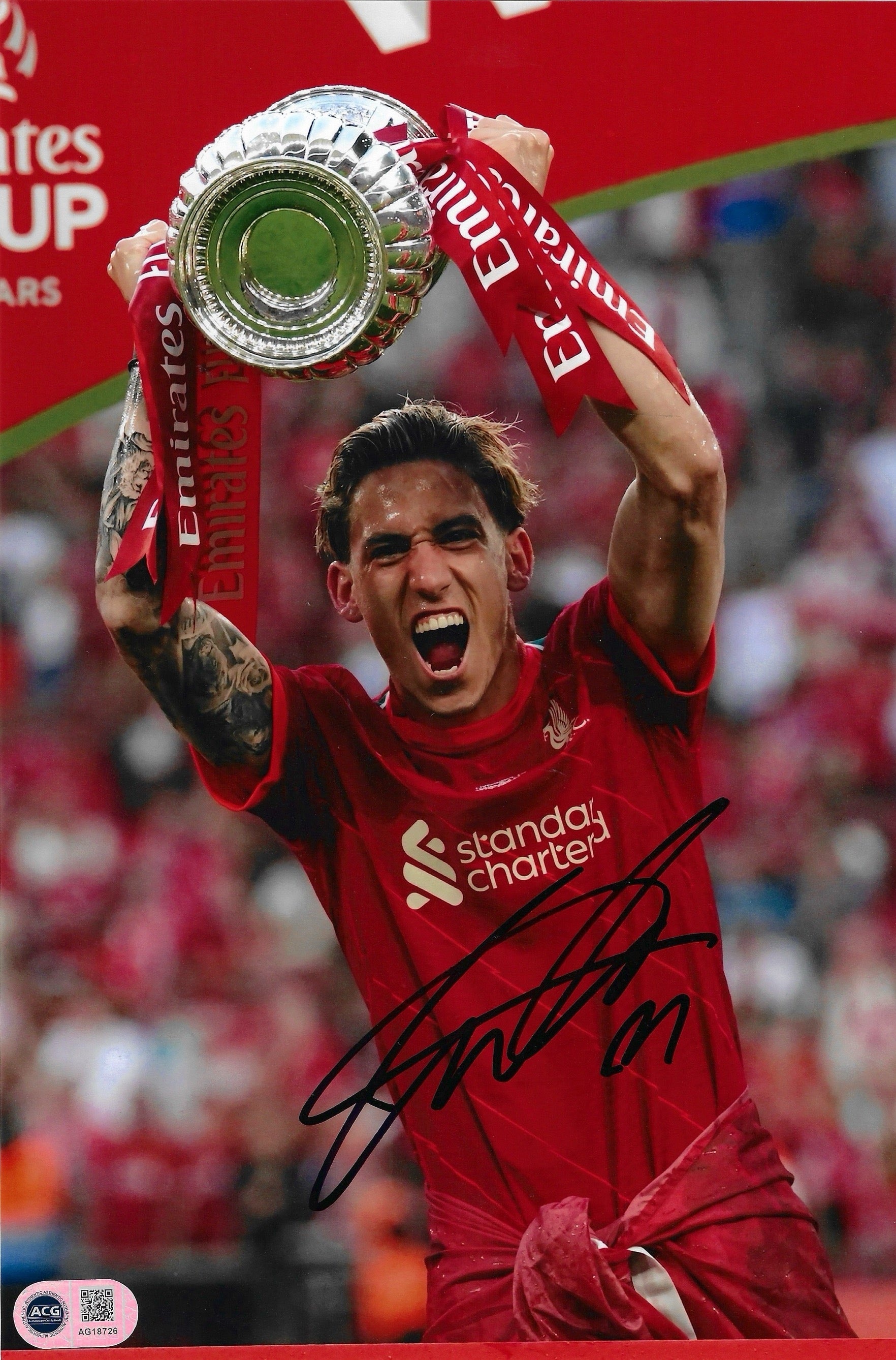 KOSTAS TSIMIKAS SIGNED LIVERPOOL FC FA CUP WINNER 12x8 PHOTO (ACG CERT AG18726)-1