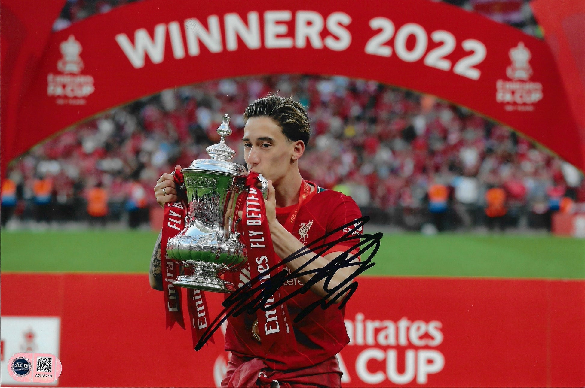 KOSTAS TSIMIKAS SIGNED LIVERPOOL FC FA CUP WINNER 12x8 PHOTO (ACG CERT AG18719)-1
