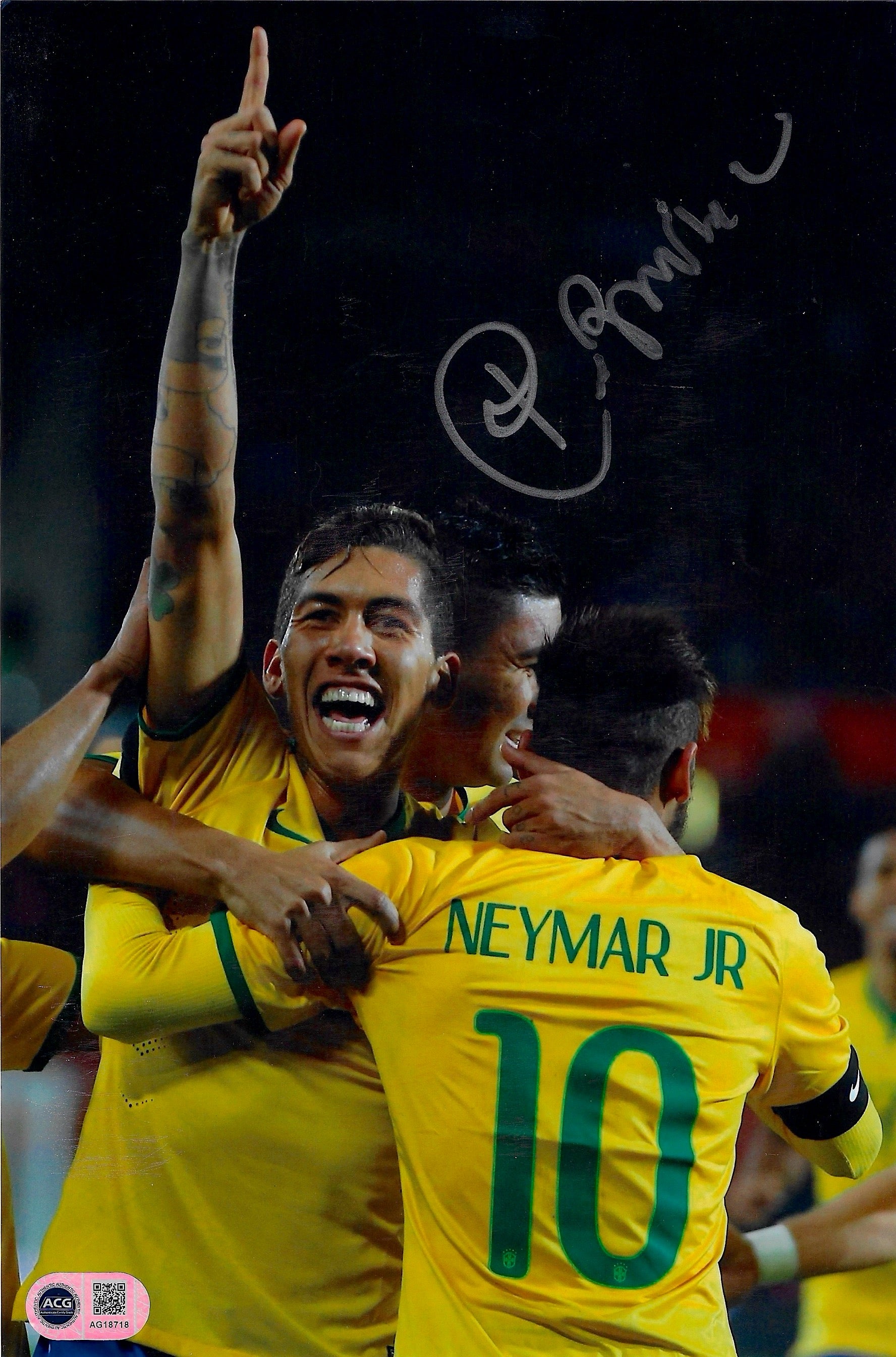 ROBERTO FIRMINO SIGNED BRAZIL GOAL 12X8 PHOTO (ACG CERT AG18718)
