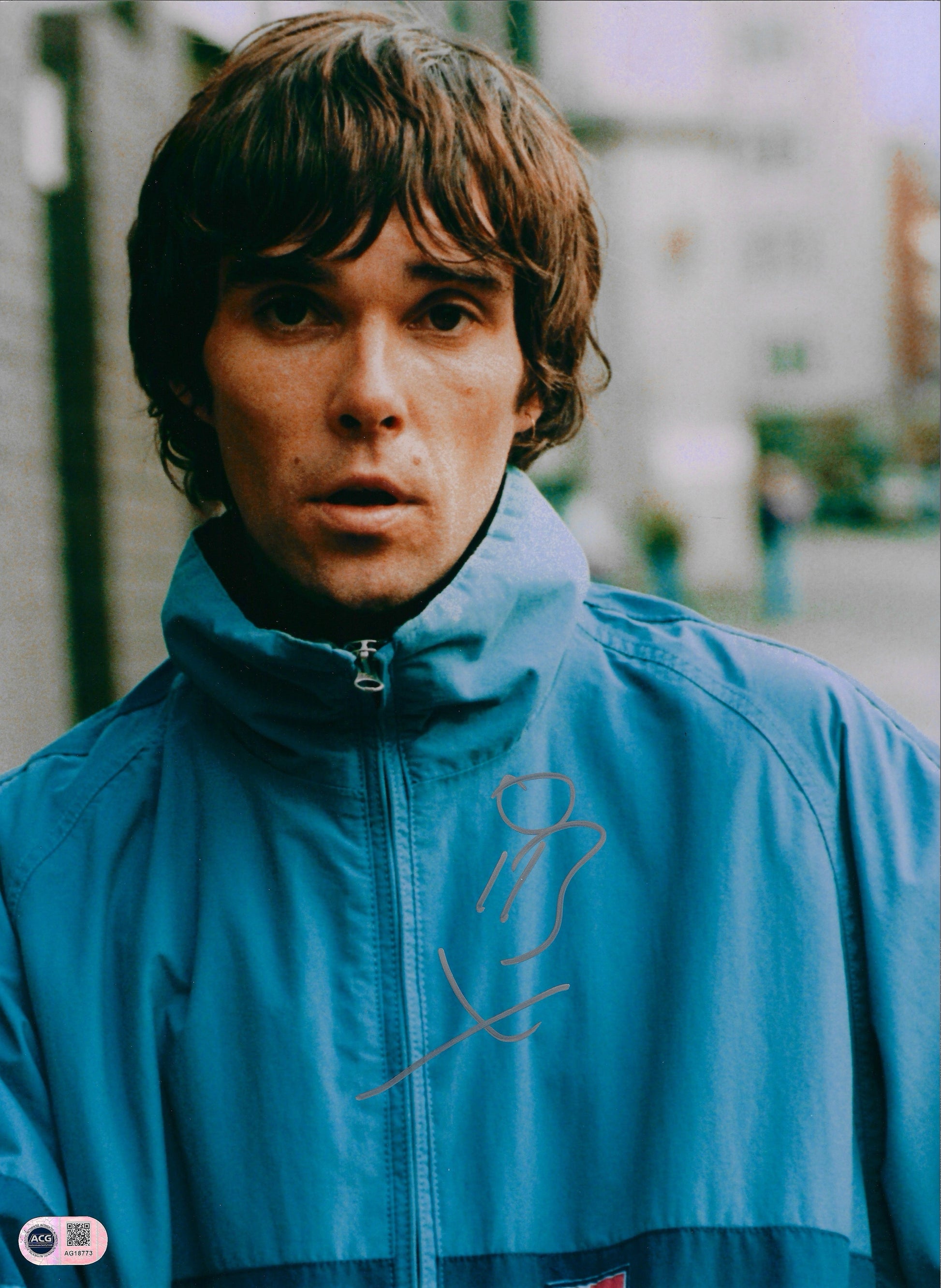 IAN BROWN SIGNED 16x12 STONE ROSES PHOTOGRAPH (ACG CERT AG18773)-1