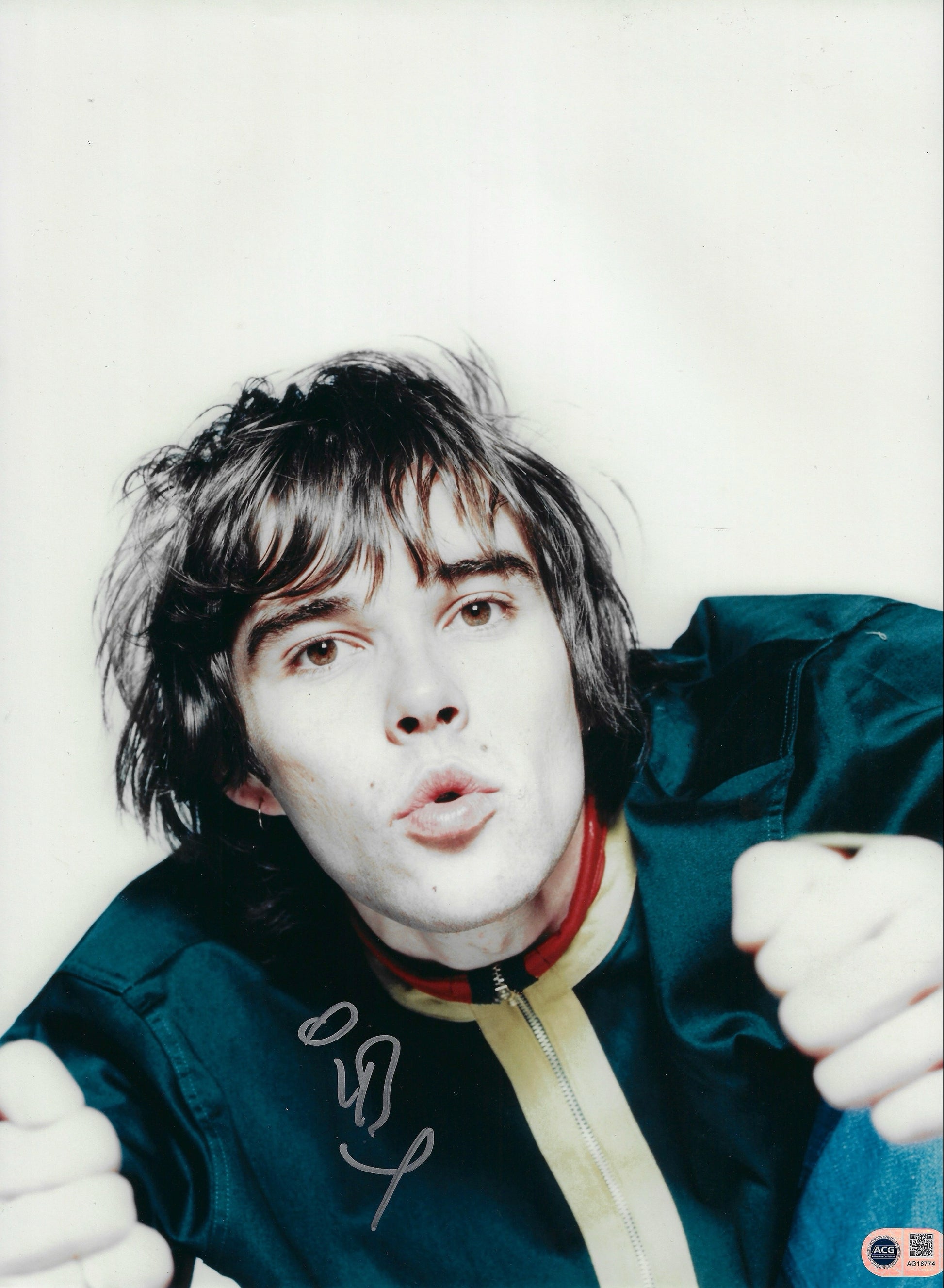 IAN BROWN SIGNED 16x12 STONE ROSES PHOTOGRAPH (ACG CERT AG18774)-1