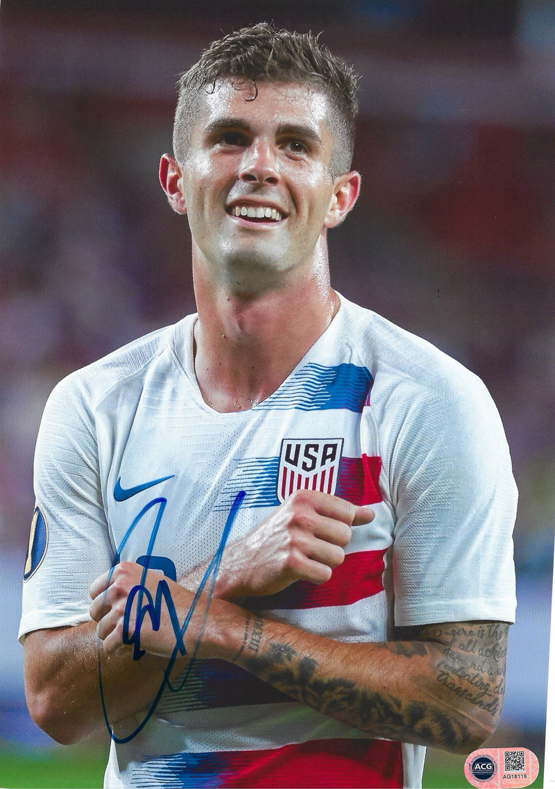 CHRISTIAN PULISIC SIGNED UNITED STATES USMNT 12x8 PHOTO (ACG CERT AG18116)-1